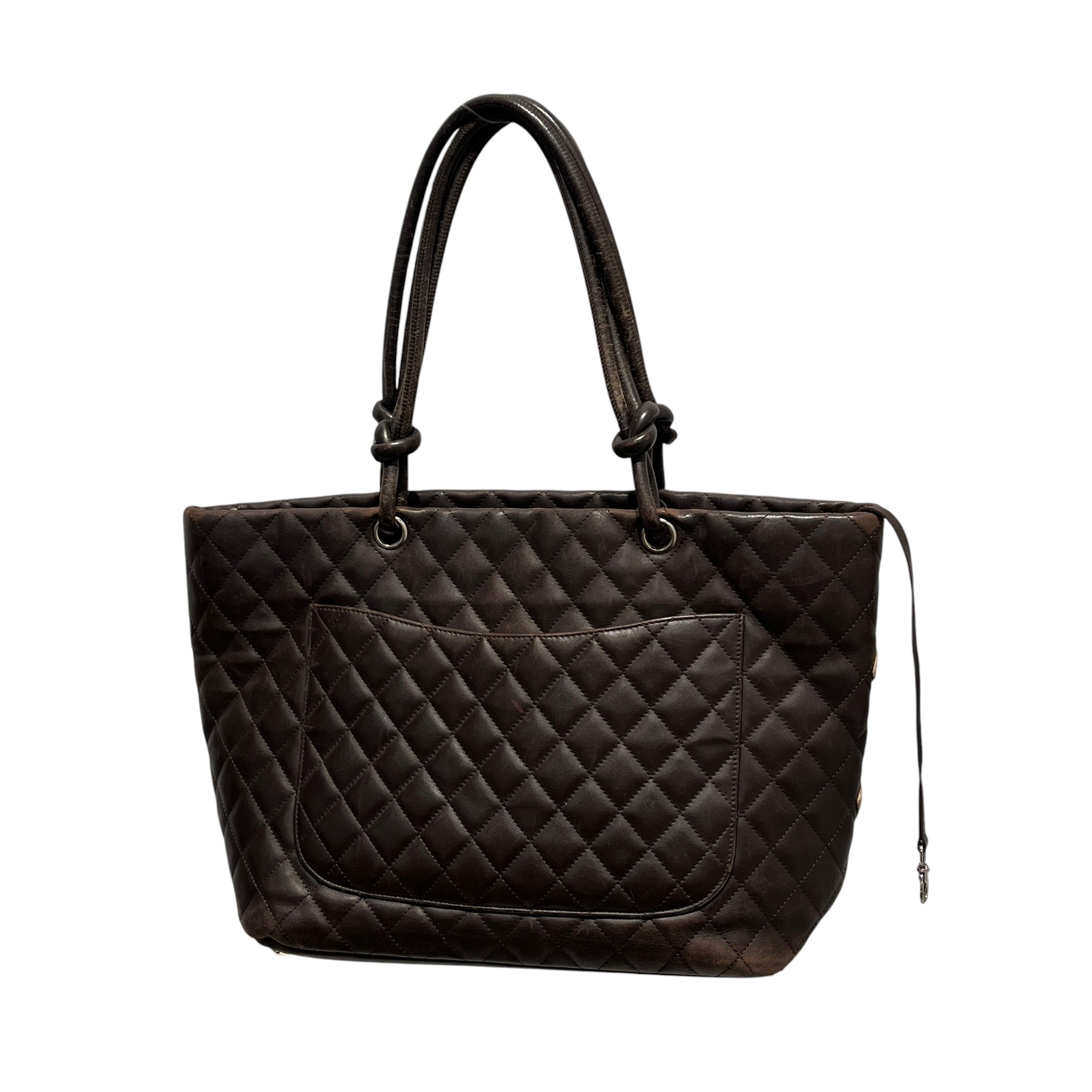 CHANEL/Tote Bag/Leather/BRW/vintage cambon line cc quilted view 2