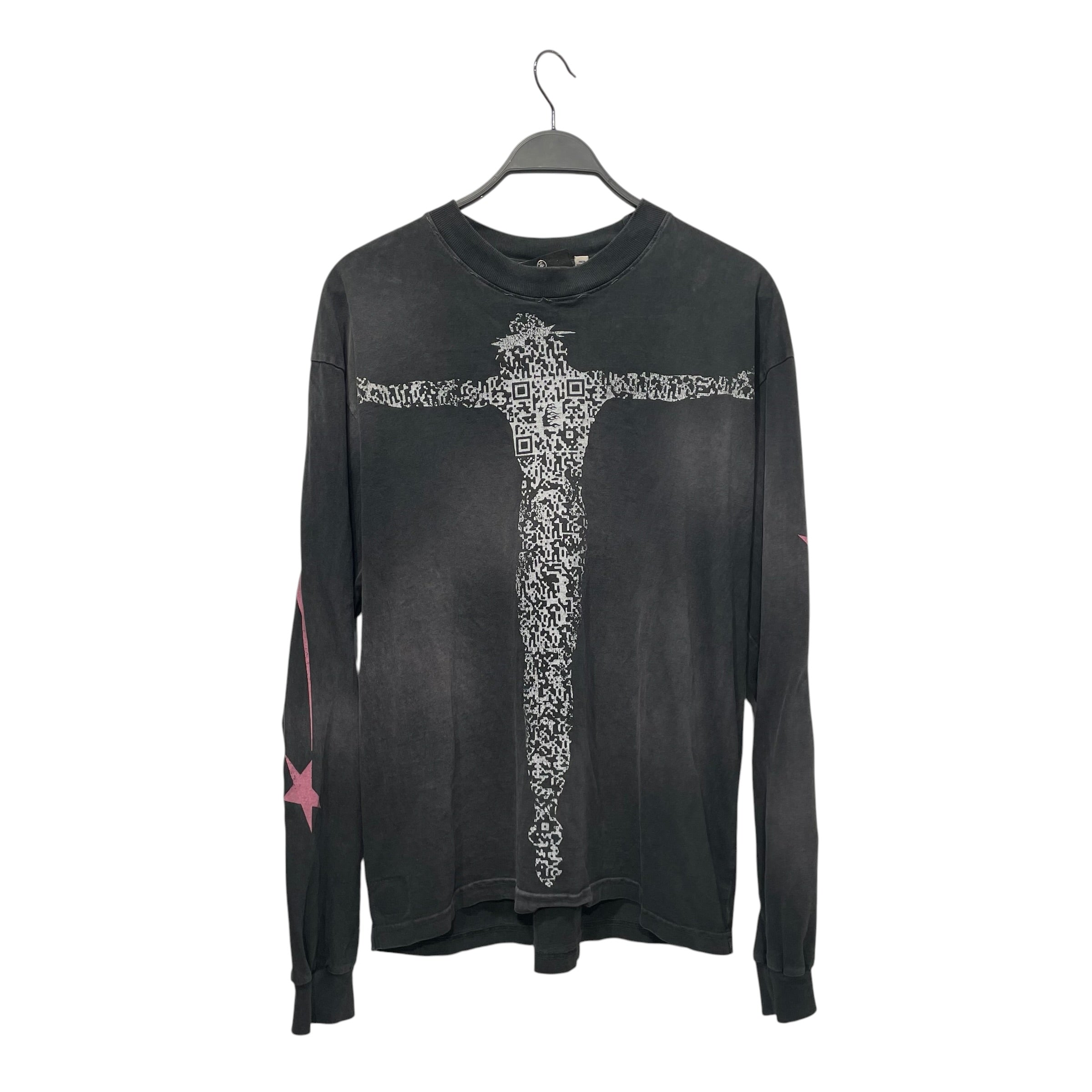 HELLSTAR/LS T-Shirt/M/Cotton/GRY/Graphic/QR CHRIST view 1