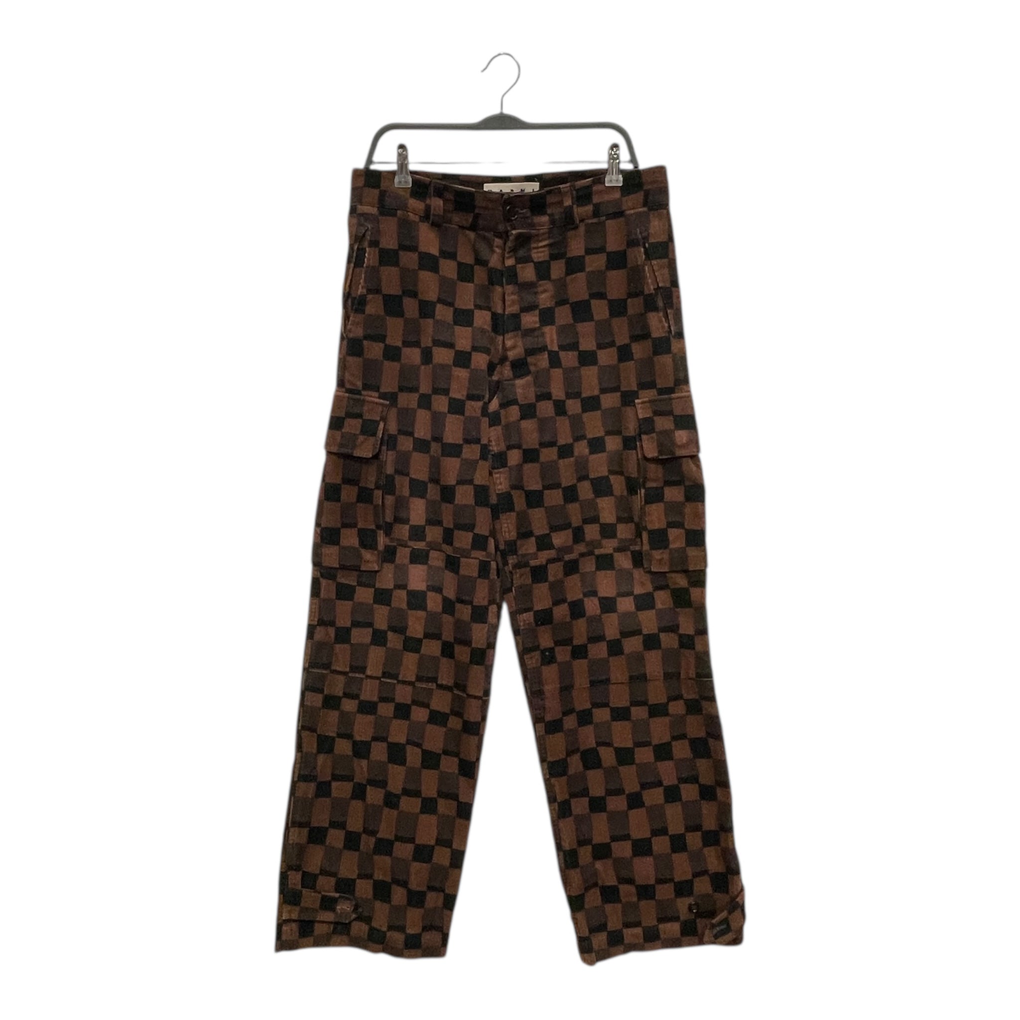MARNI/Straight Pants/48/Corduroy/BRW/All Over Print/CHECKERED CARGO PANT view 1