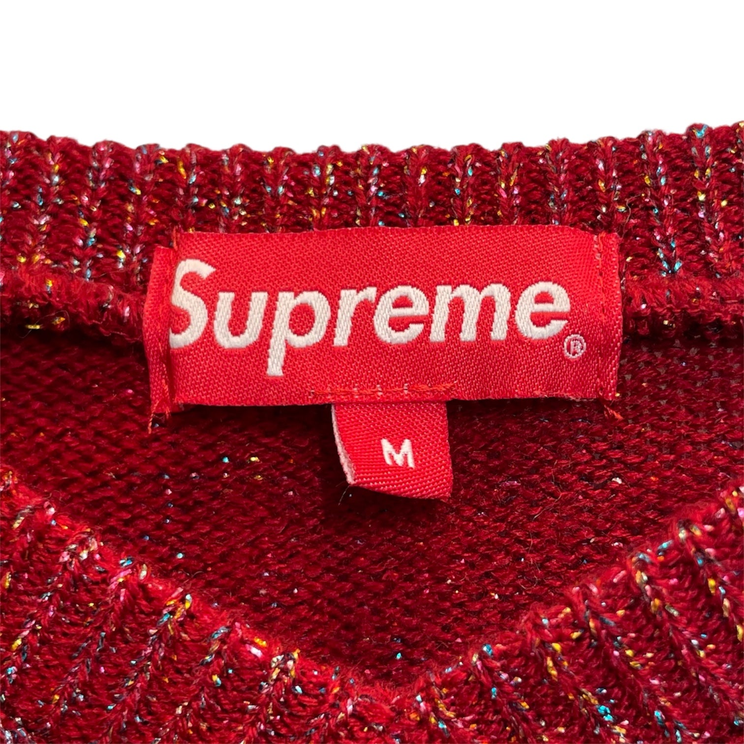 Supreme/Sweatshirt/M/Glitter/Cotton/RED/vneck rainbow glitter all over view 3