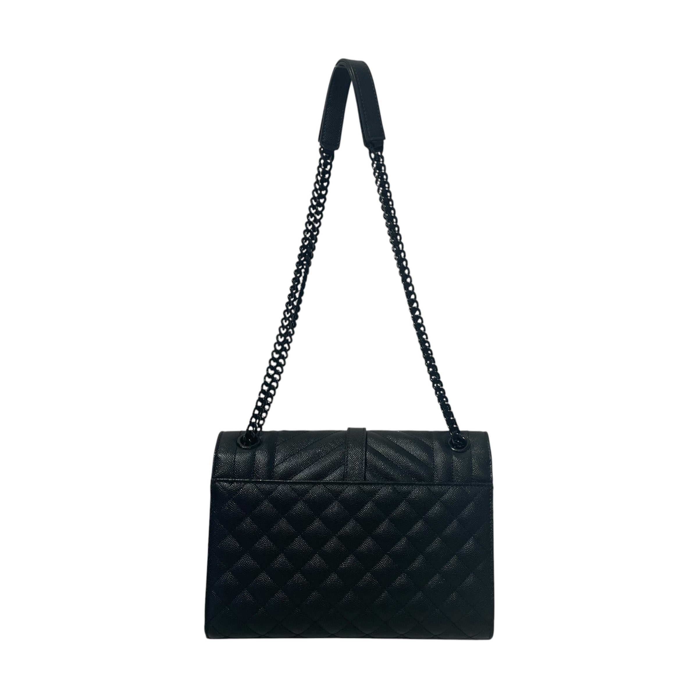 YVES SAINT LAURENT/Cross Body Bag/Leather/BLK/MEDIUM ENVELOPE CHAIN BAG view 2