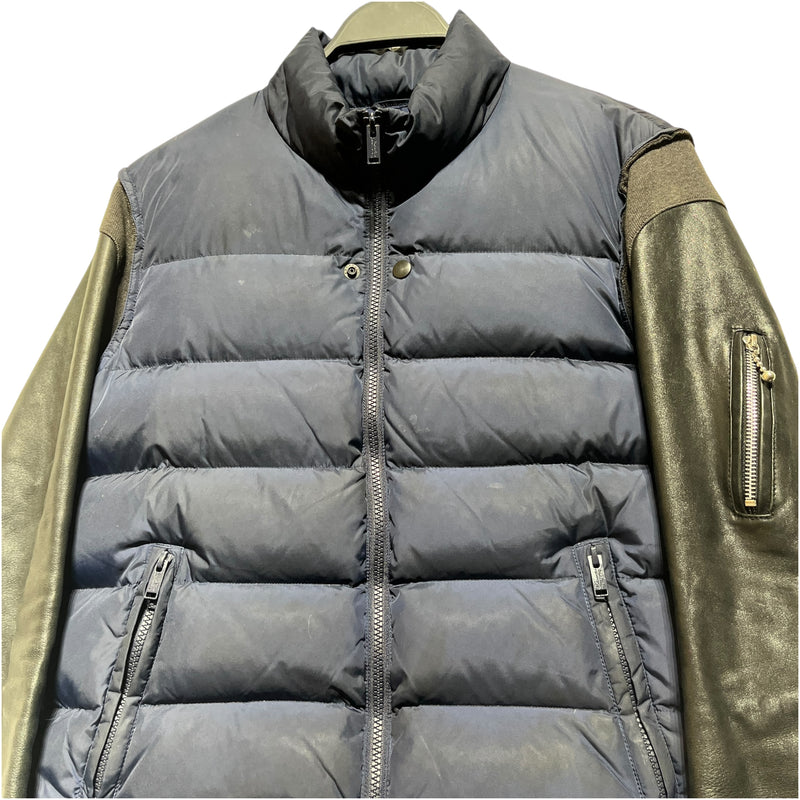 UNDERCOVERISM/Puffer Jkt/2/Nylon/NVY/DOWN JACKET LEATHER SLEEVE