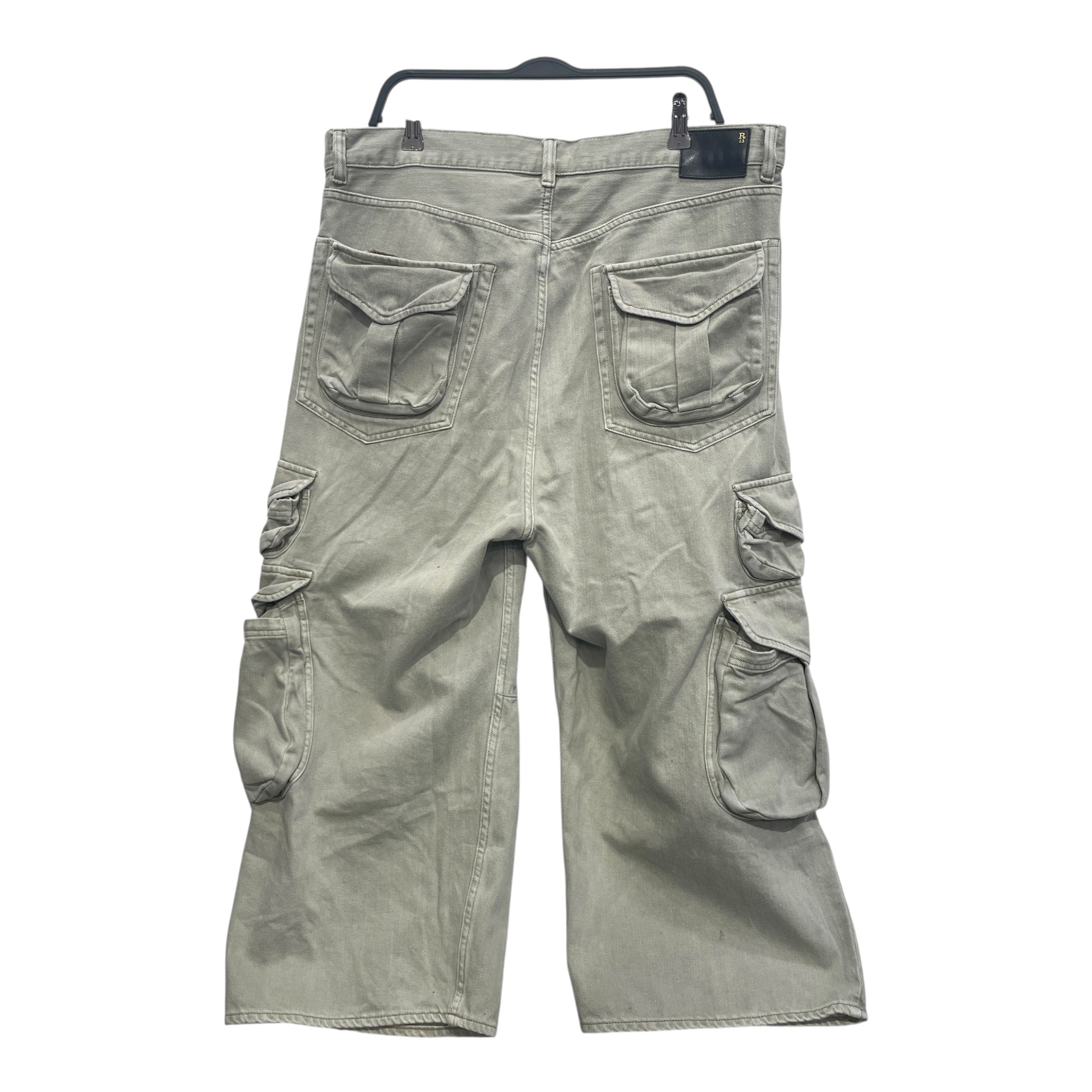 R13/Cargo Pants/36/Cotton/GRN/PALE GREEN CROPPED CARGO view 2