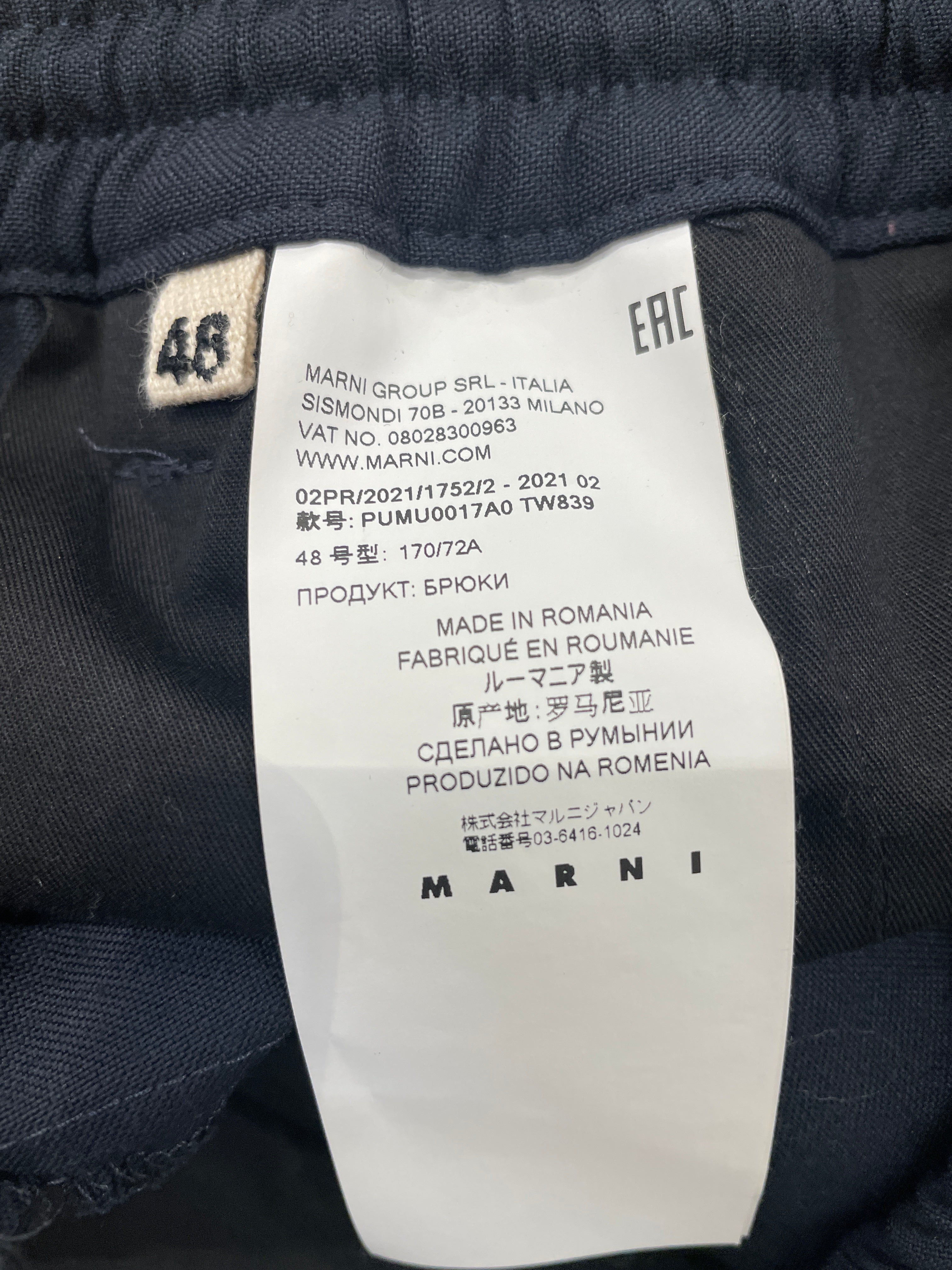 MARNI/Slacks/48/Cotton/NVY/PLEATED LINEN PANTS view 4