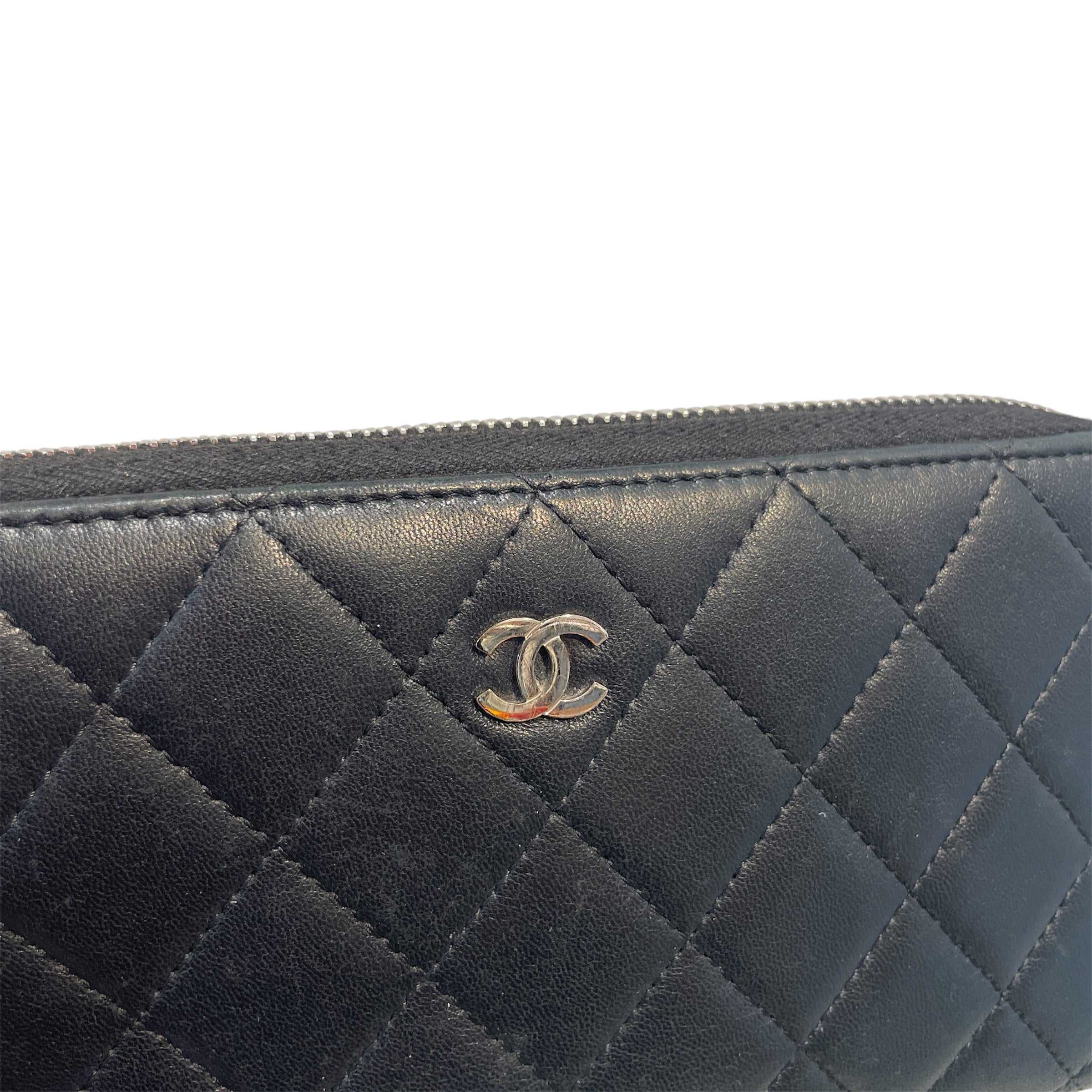CHANEL/Wallet/Leather/BLK/ZIP Channel quilted wallet view 6