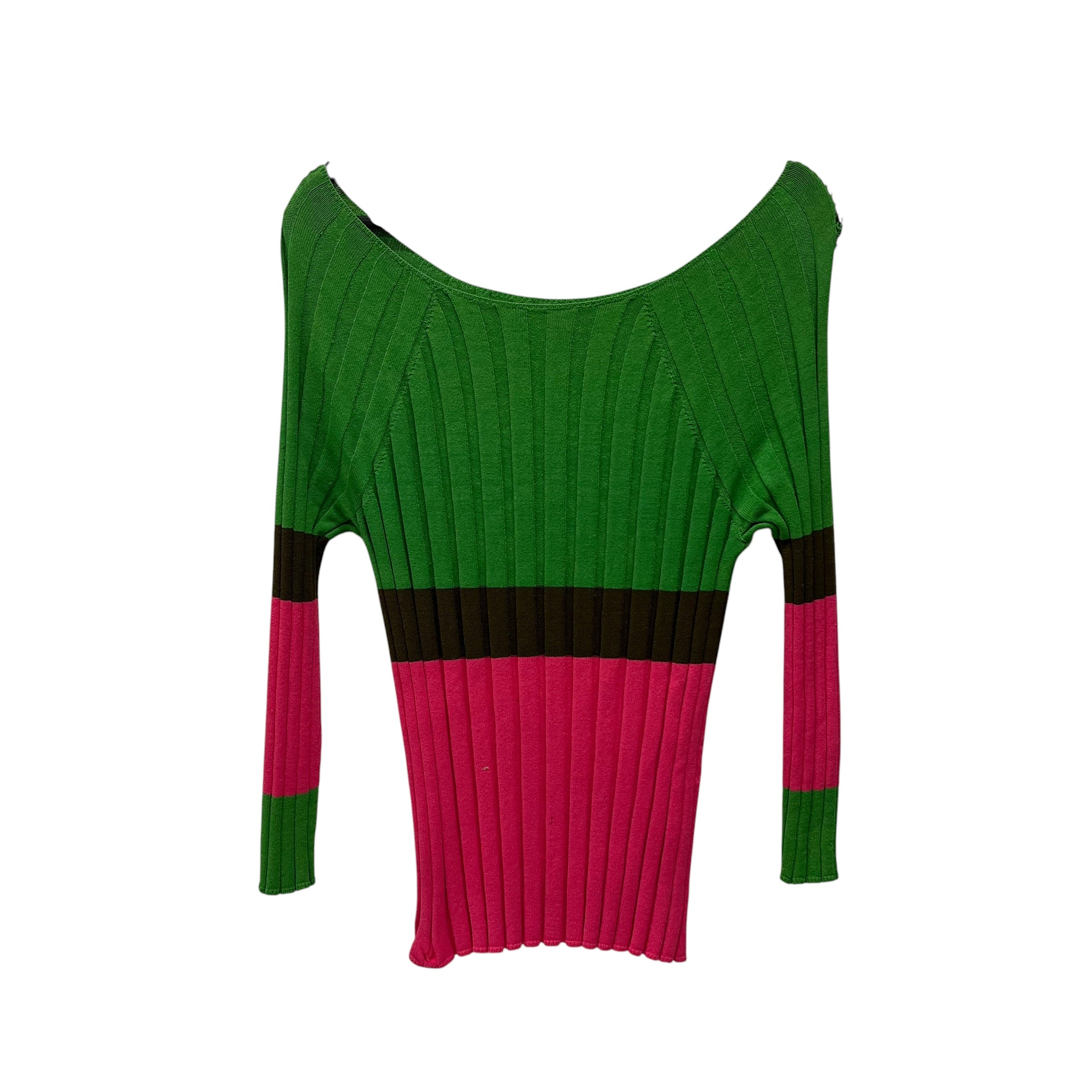 PLEATS PLEASE ISSEY MIYAKE/Sweater/Cotton/MLT/GRN BRN PNK BOAT NECK view 1