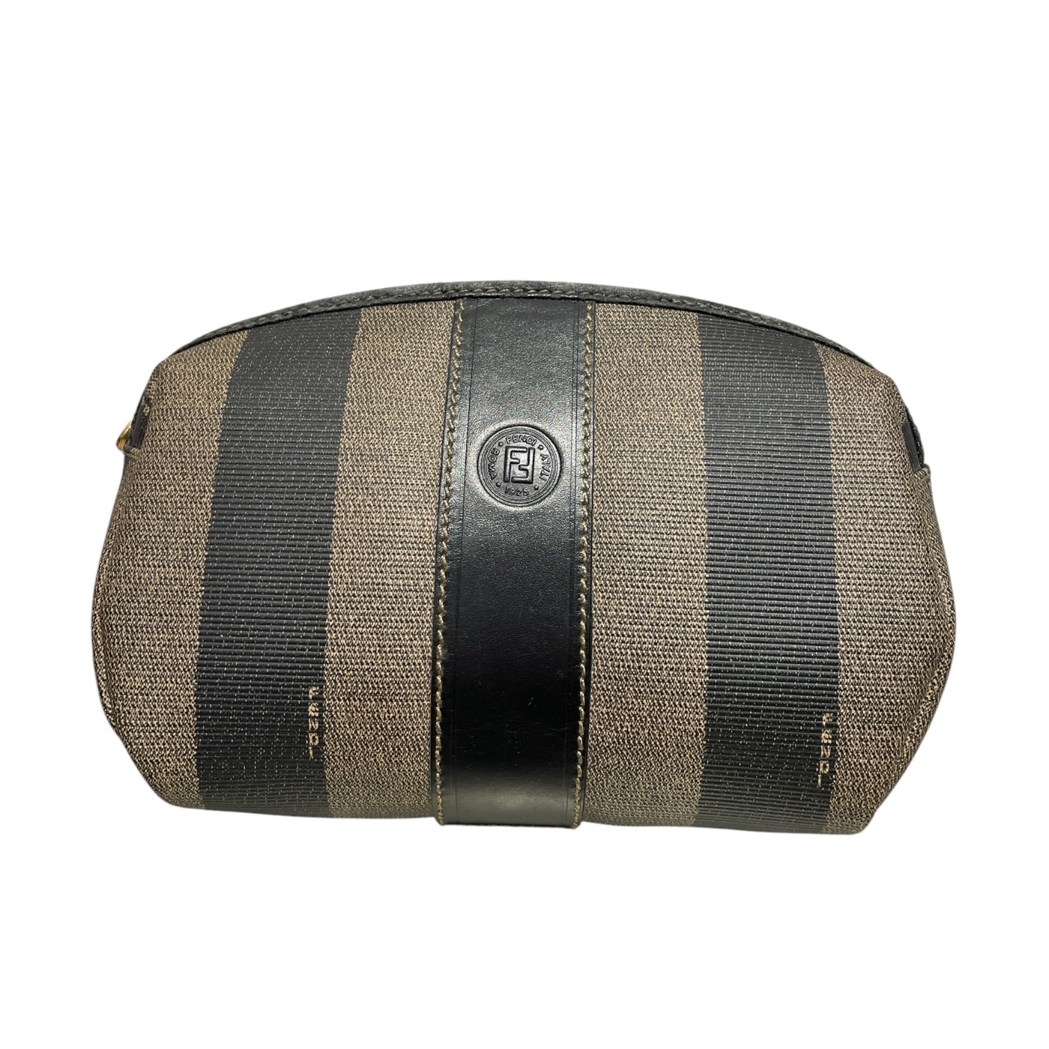 FENDI/Pouch/Stripe/Leather/BRW/Vintage Pequin Mini Pouch view 1