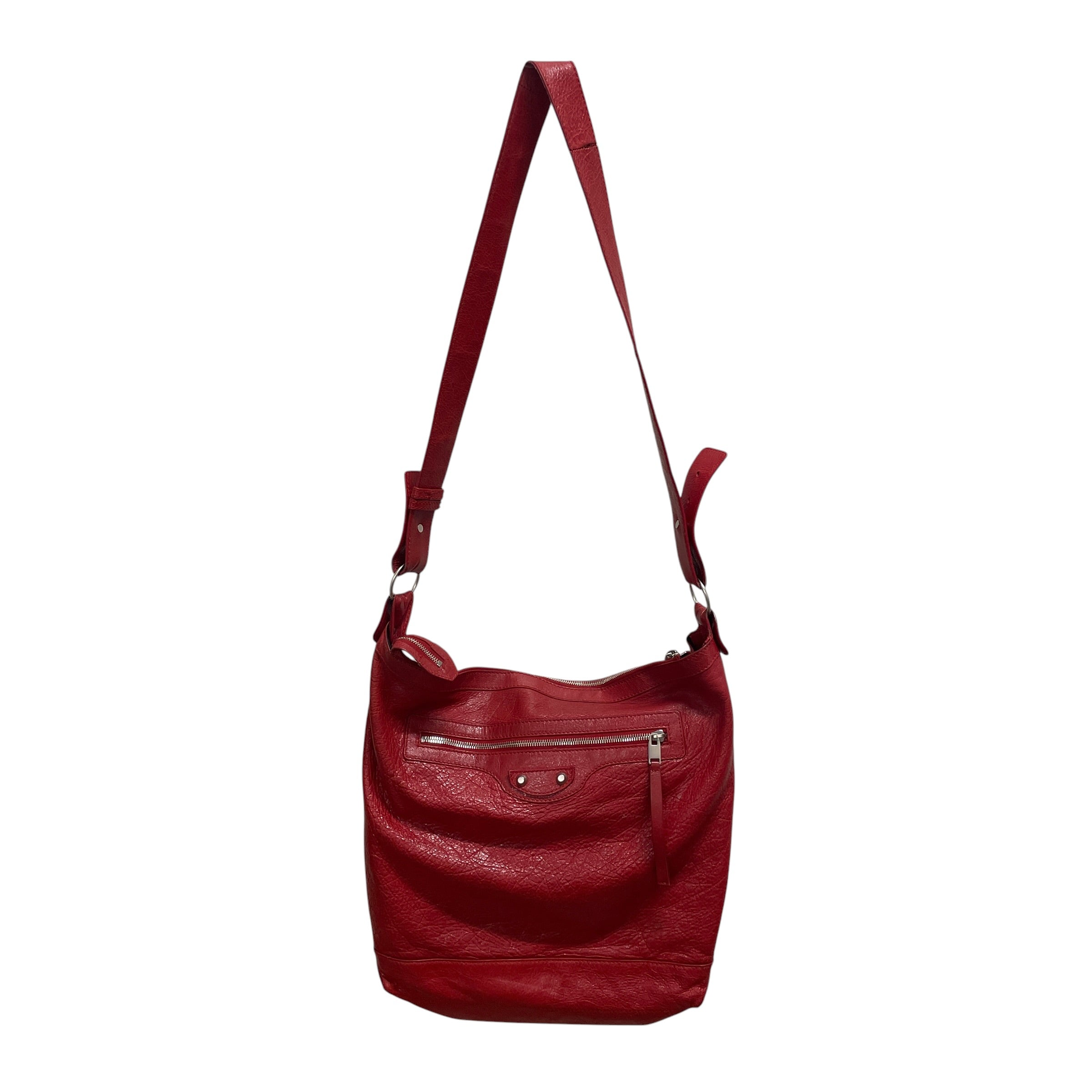 BALENCIAGA/Cross Body Bag/Leather/RED/MOTO MESSENGER/ SLV HARDWARE view 1