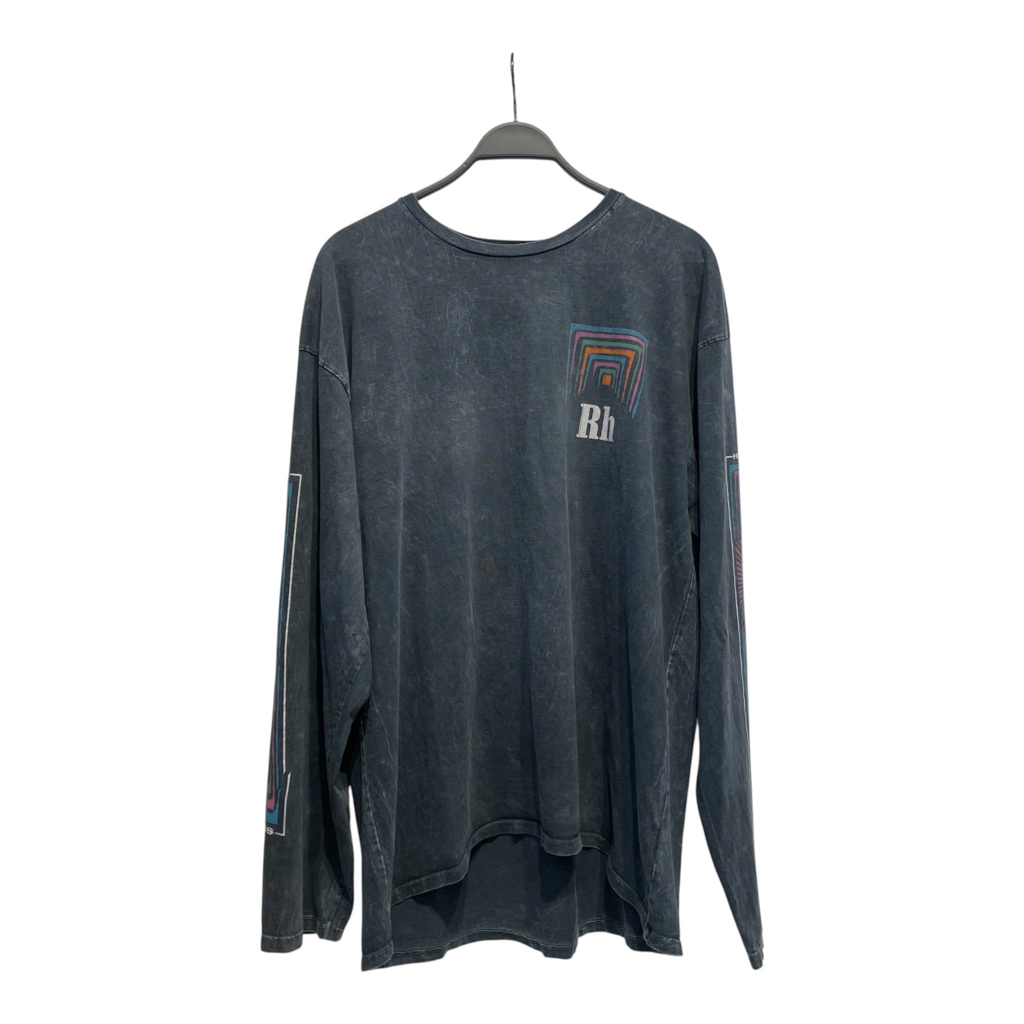 RHUDE/LS T-Shirt/XL/Cotton/IDG/Graphic/HARDCORE HAPPINESS view 1