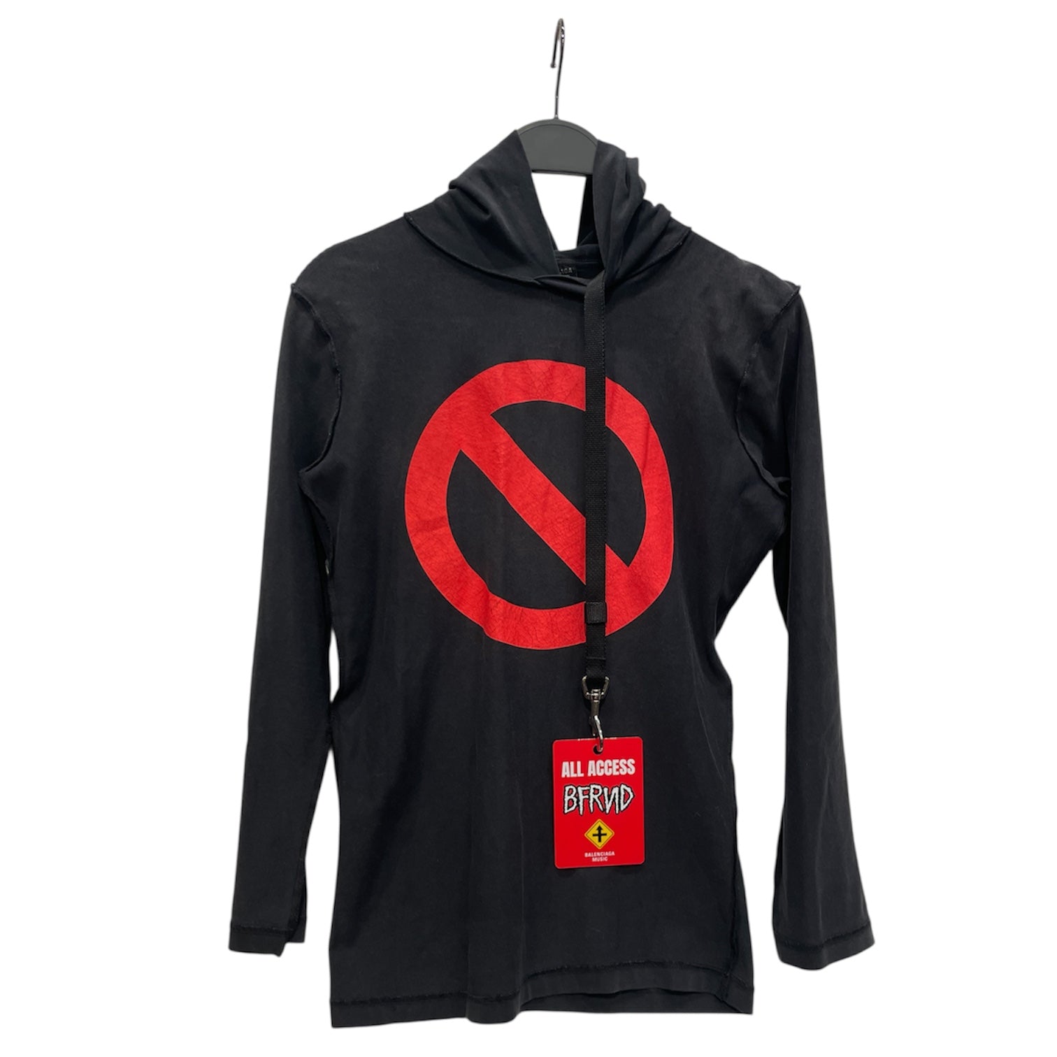 BALENCIAGA/Hoodie/M/Graphic/Cotton/BLK/RED STOP SIGN W LANYARD view 1