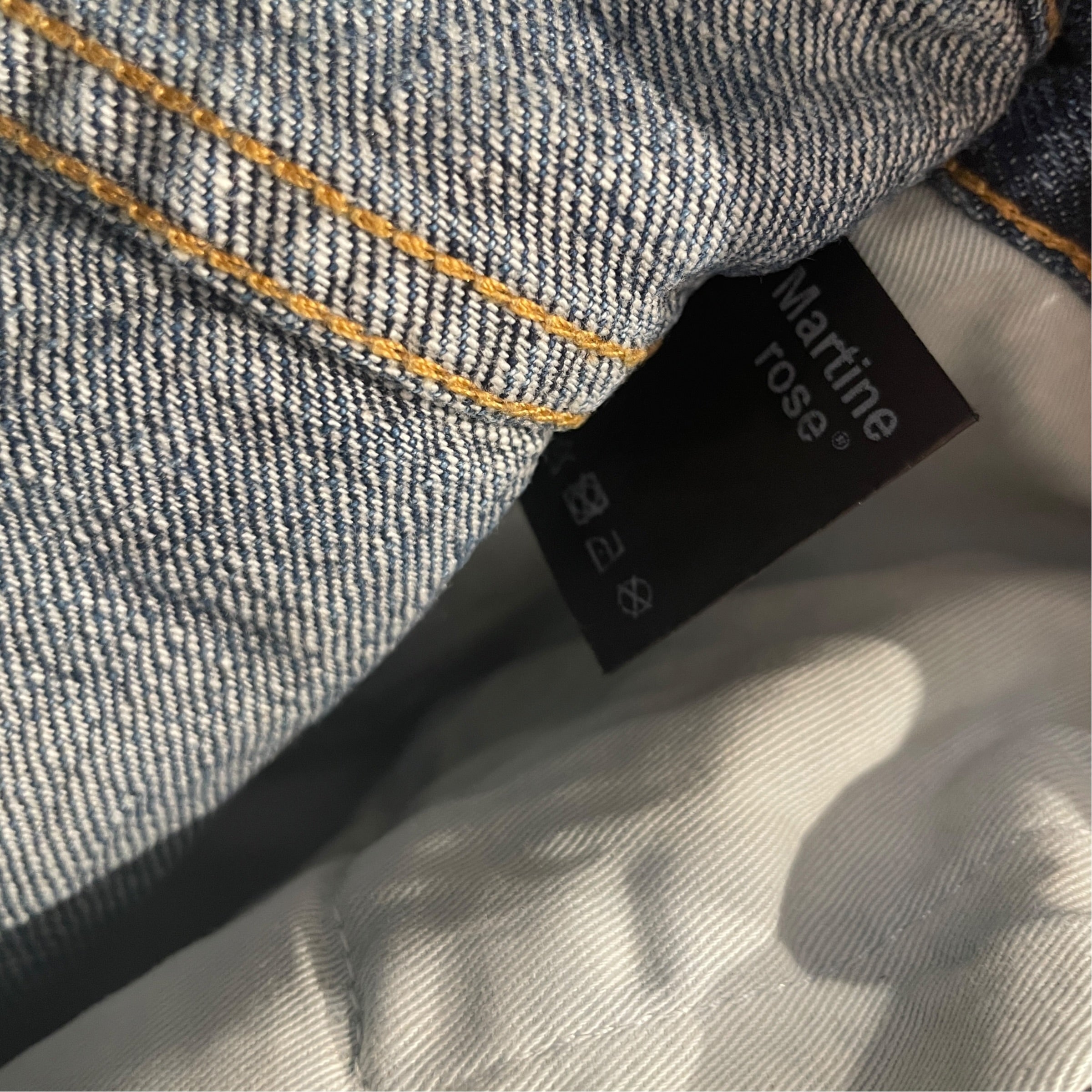 MARTINE ROSE/Straight Pants/S/Cotton/BLU/PAINT SPLATTER ALL OVER view 3