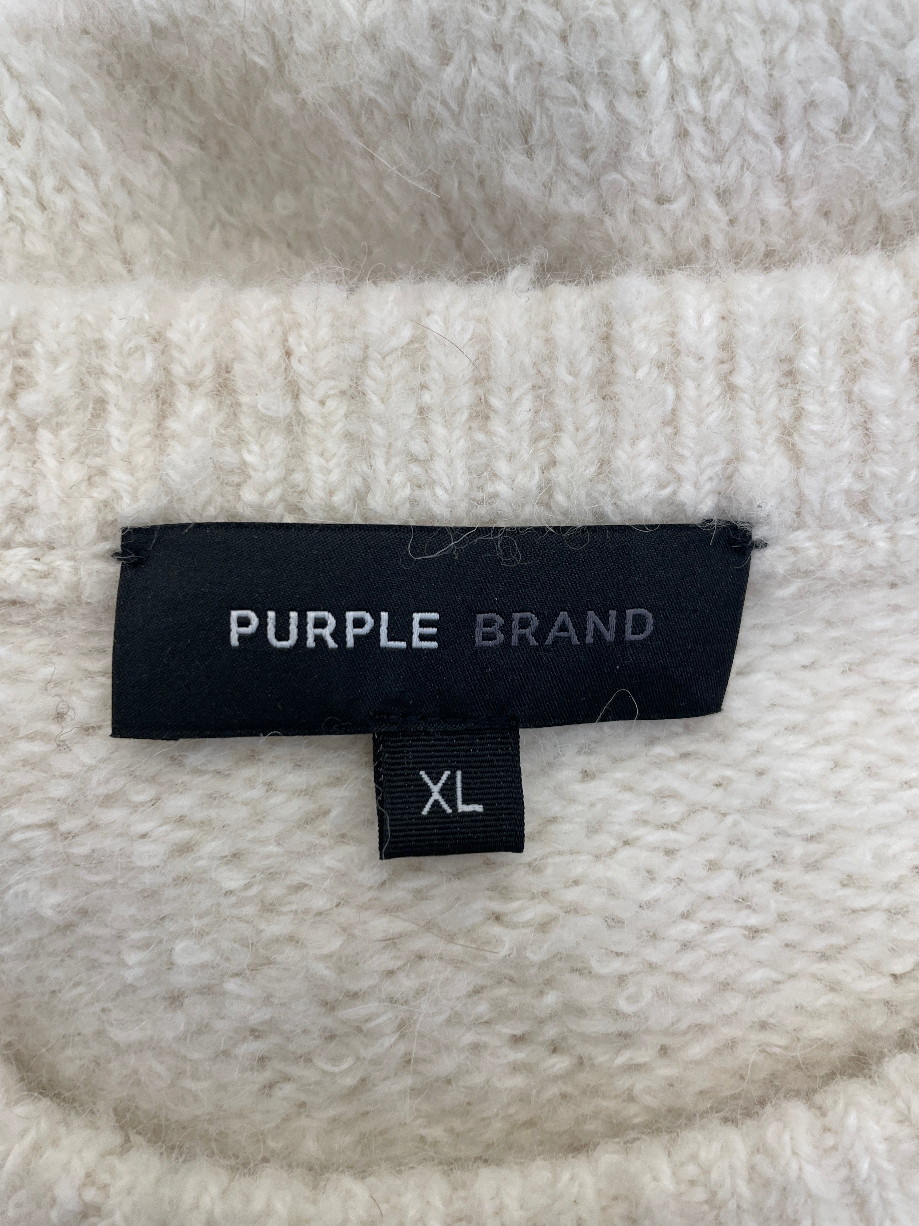 PURPLE BRAND/Sweater/XL/Graphic/Wool/WHT/INTARSIA-KNIT LOGO SWEATER view 3