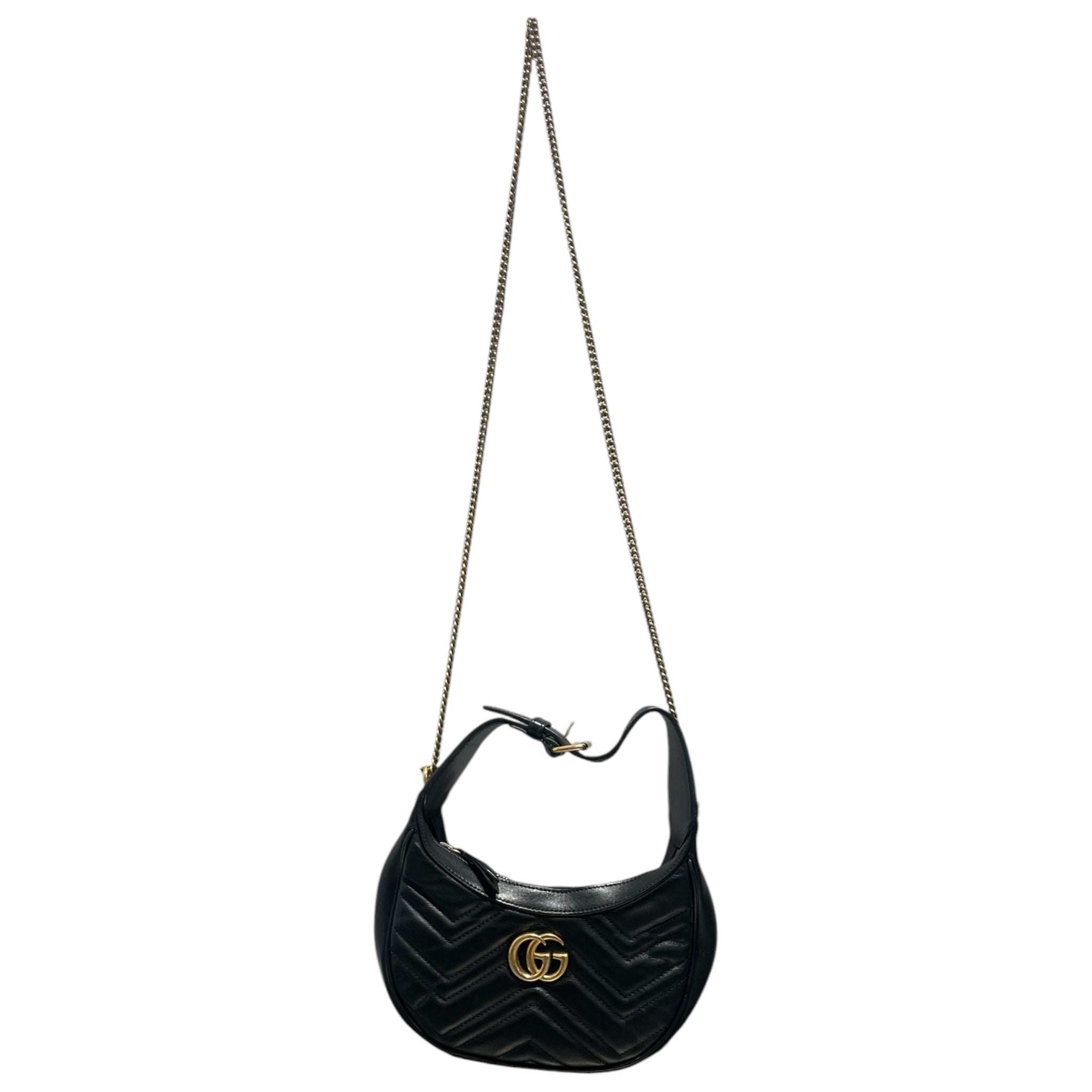 GUCCI/Cross Body Bag/Leather/BLK/GG marmont Half Moon mini view 1