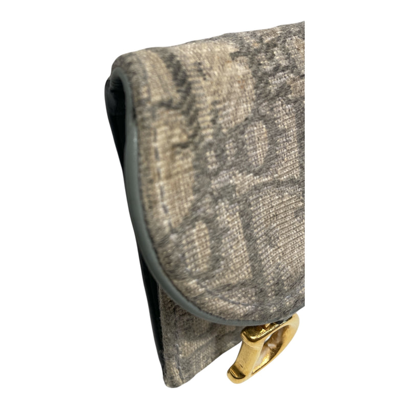 Christian Dior/Wallet/Monogram/Cotton/BLU/Saddle Cardholder