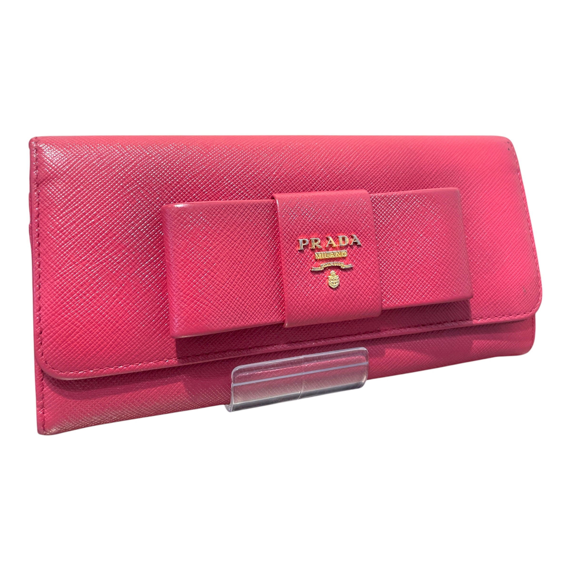 PRADA/Long Wallet/Leather/PNK/L's/Saffiano Ribbon Wallet view 1