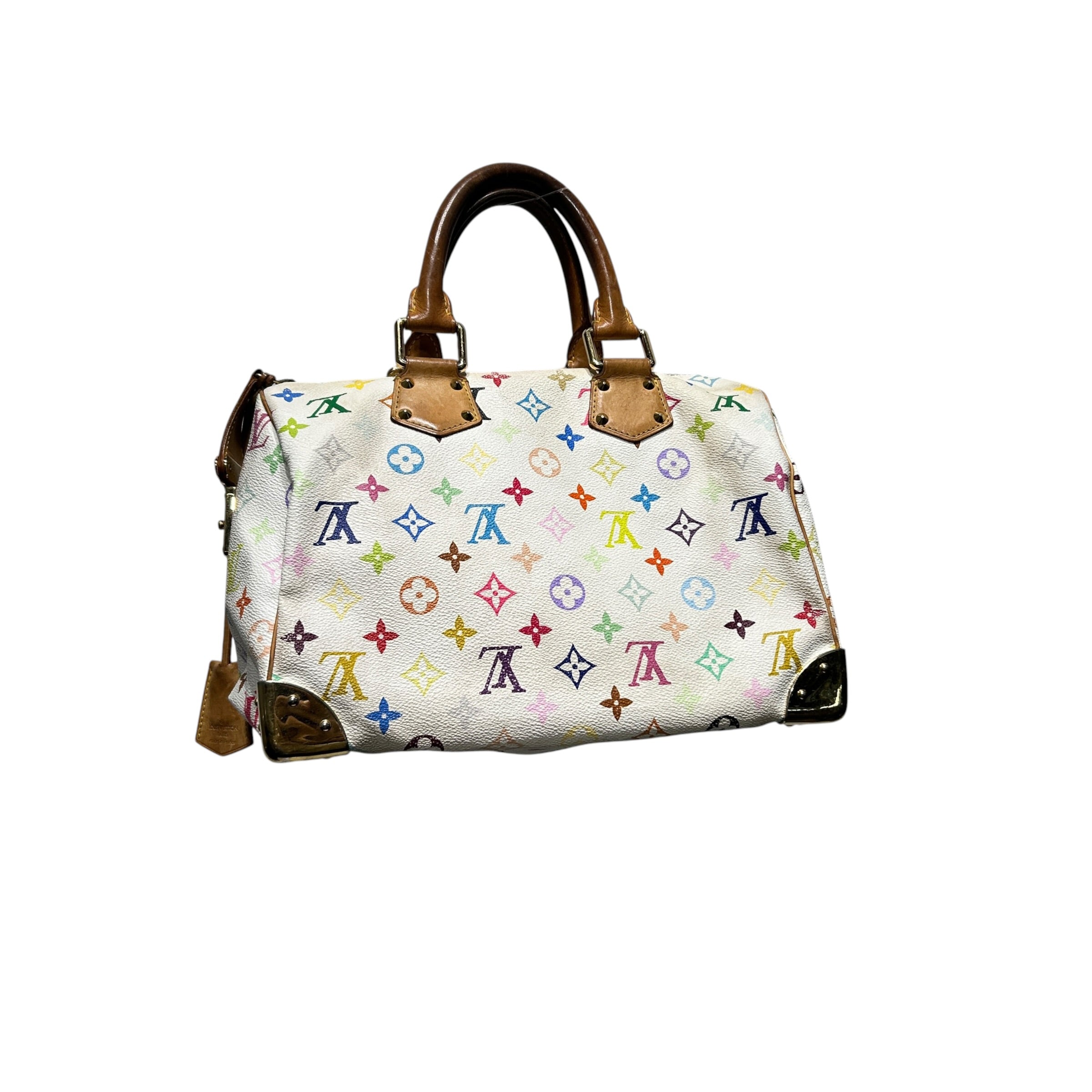 LOUIS VUITTON/Hand Bag/Monogram/Leather/WHT/Speedy White Murikami Handbag view 2