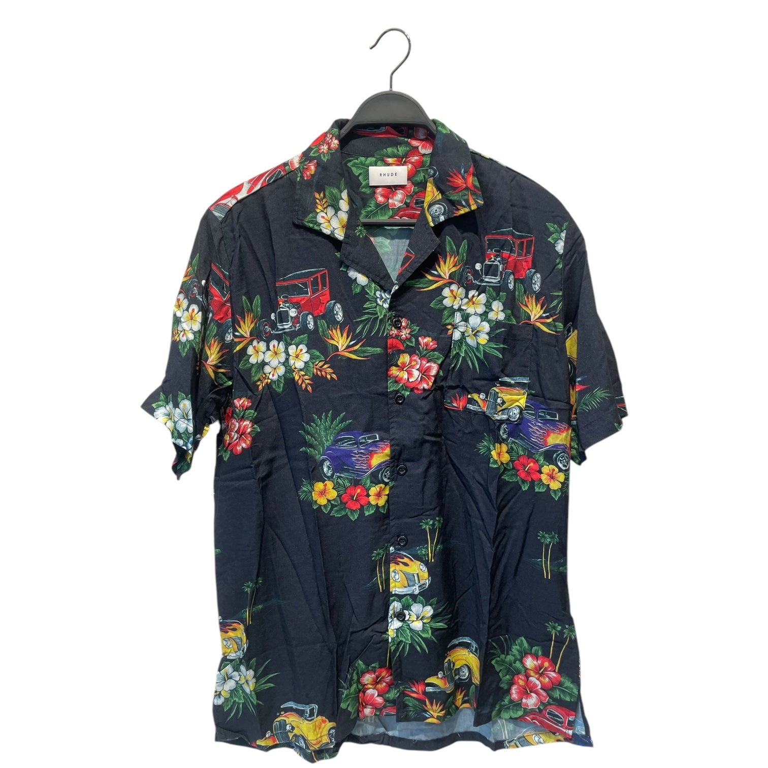 RHUDE/SS Shirt/M/Rayon/BLK/All Over Print/CARS / ALOHA view 1