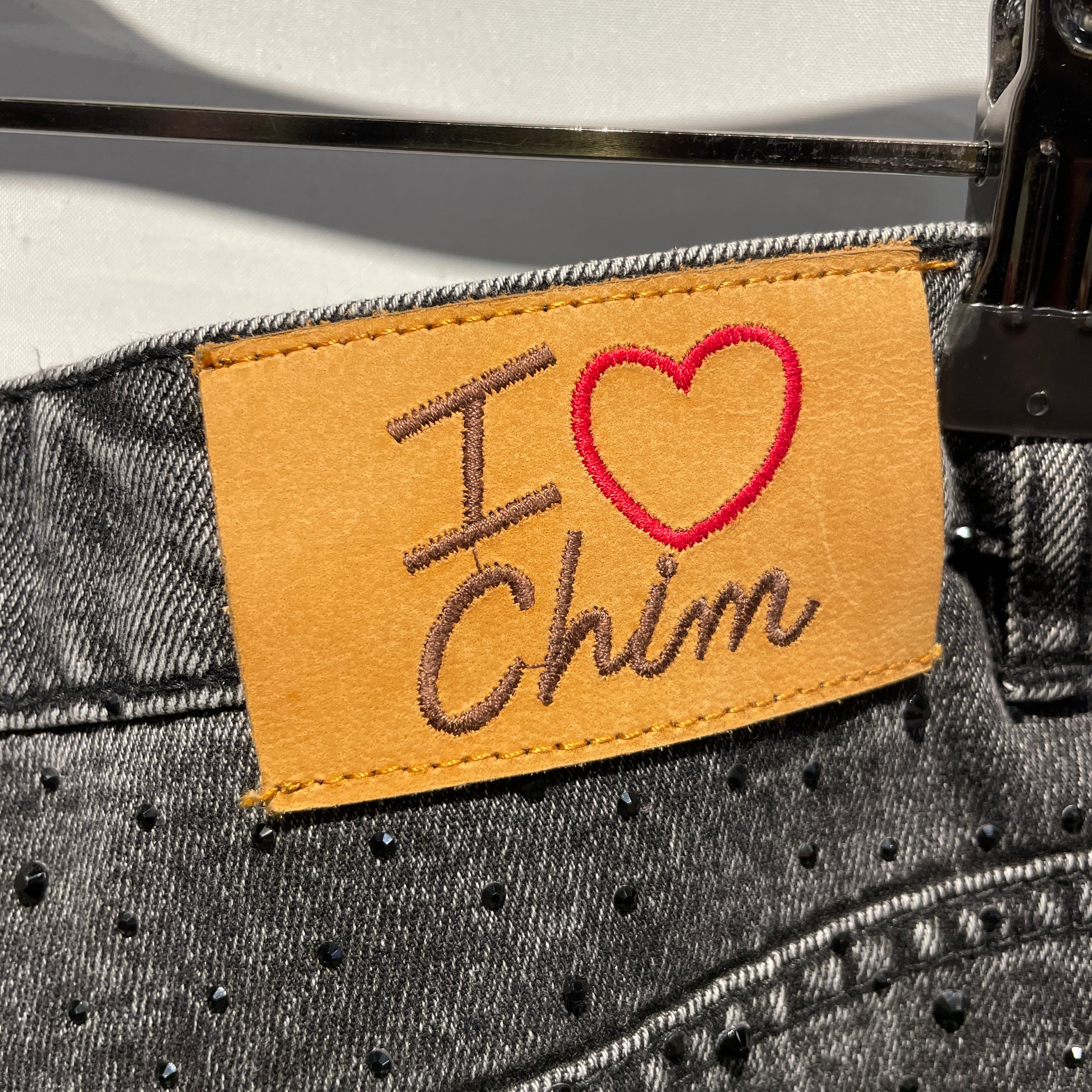 HMDD(Happy Memories Don't Die)/Shorts/L/Denim/BLK/All Over Print/i love chim rhinestones view 3