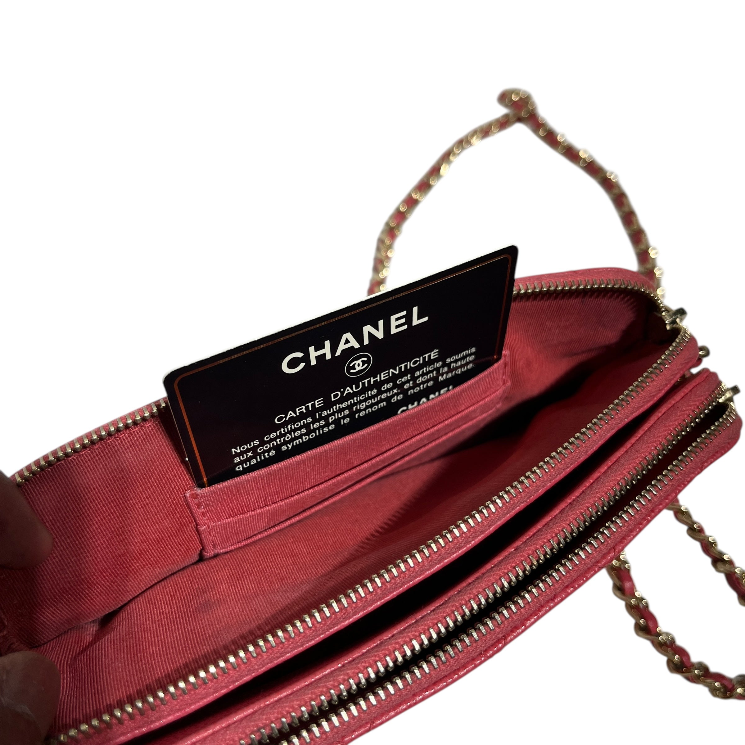 CHANEL/Cross Body Bag/Leather/PNK/CAVIAR DOUBLE ZIP view 7