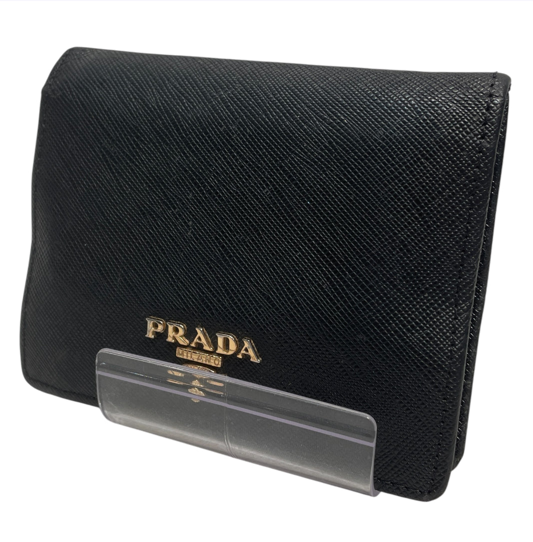 PRADA/Bifold Wallet/Leather/BLK/M's/SAFFIANO view 1