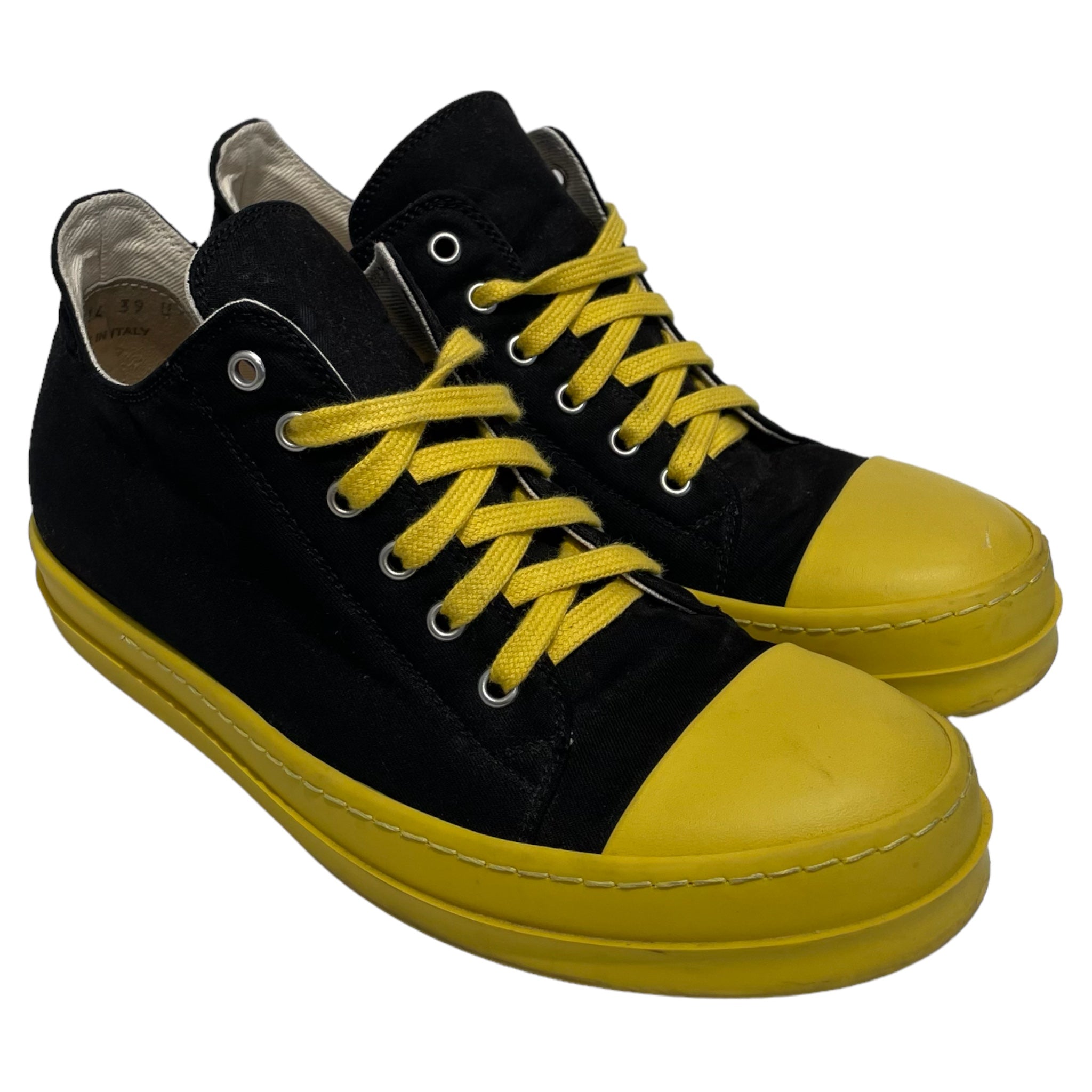 RICK OWENS DRKSHDW/Low-Sneakers/US 7.5/Cotton/YEL/BLACK AND YELLOW view 1