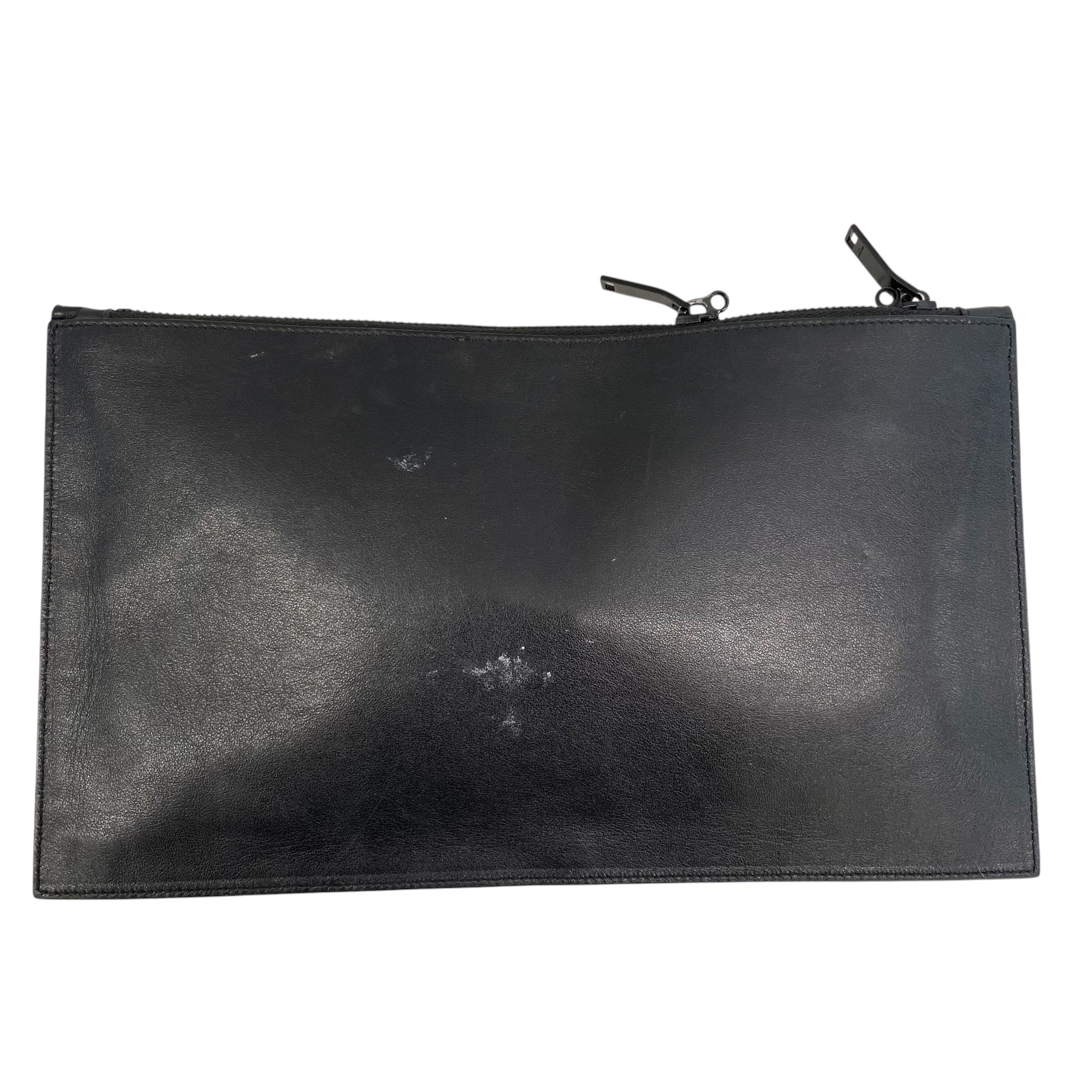 SAINT LAURENT/Clutch Bag/Leather/BLK/portfolio/button corner view 2