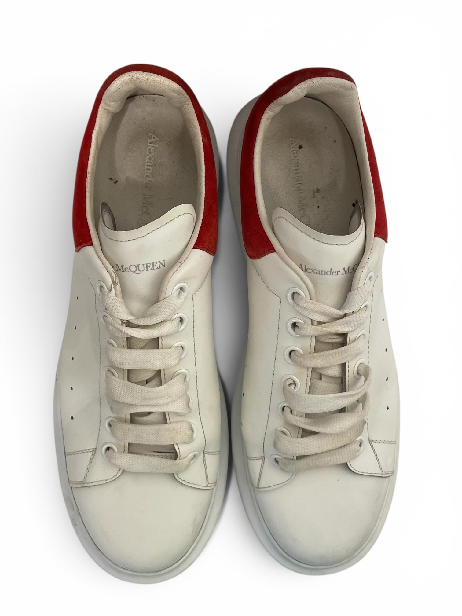 Alexander McQueen/Low-Sneakers/EU 44/Leather/WHT/red heel view 4