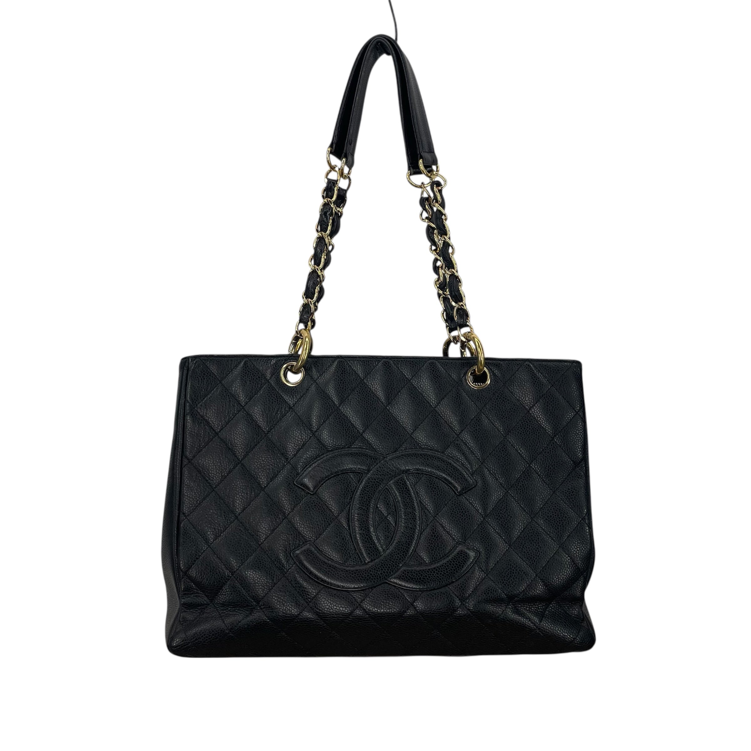 CHANEL/Hand Bag/Leather/BLK/QUILTED GOLD HARDWARE view 1