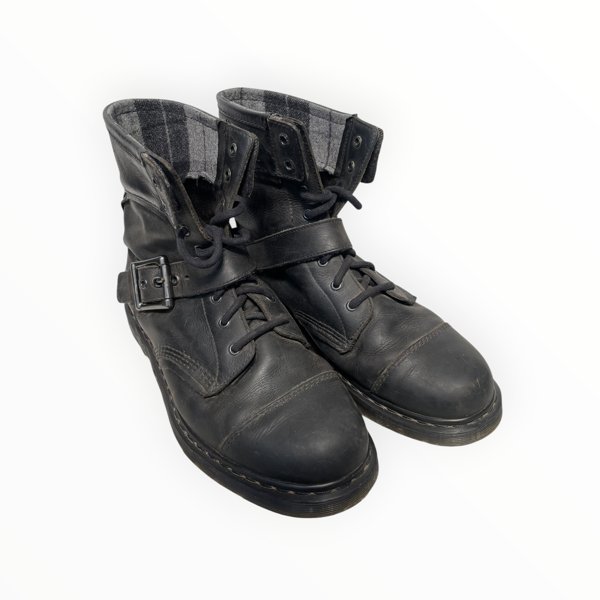 Dr.Martens/Lace Up Boots/US 12/Leather/BLK/SIDE BUCKLE view 1