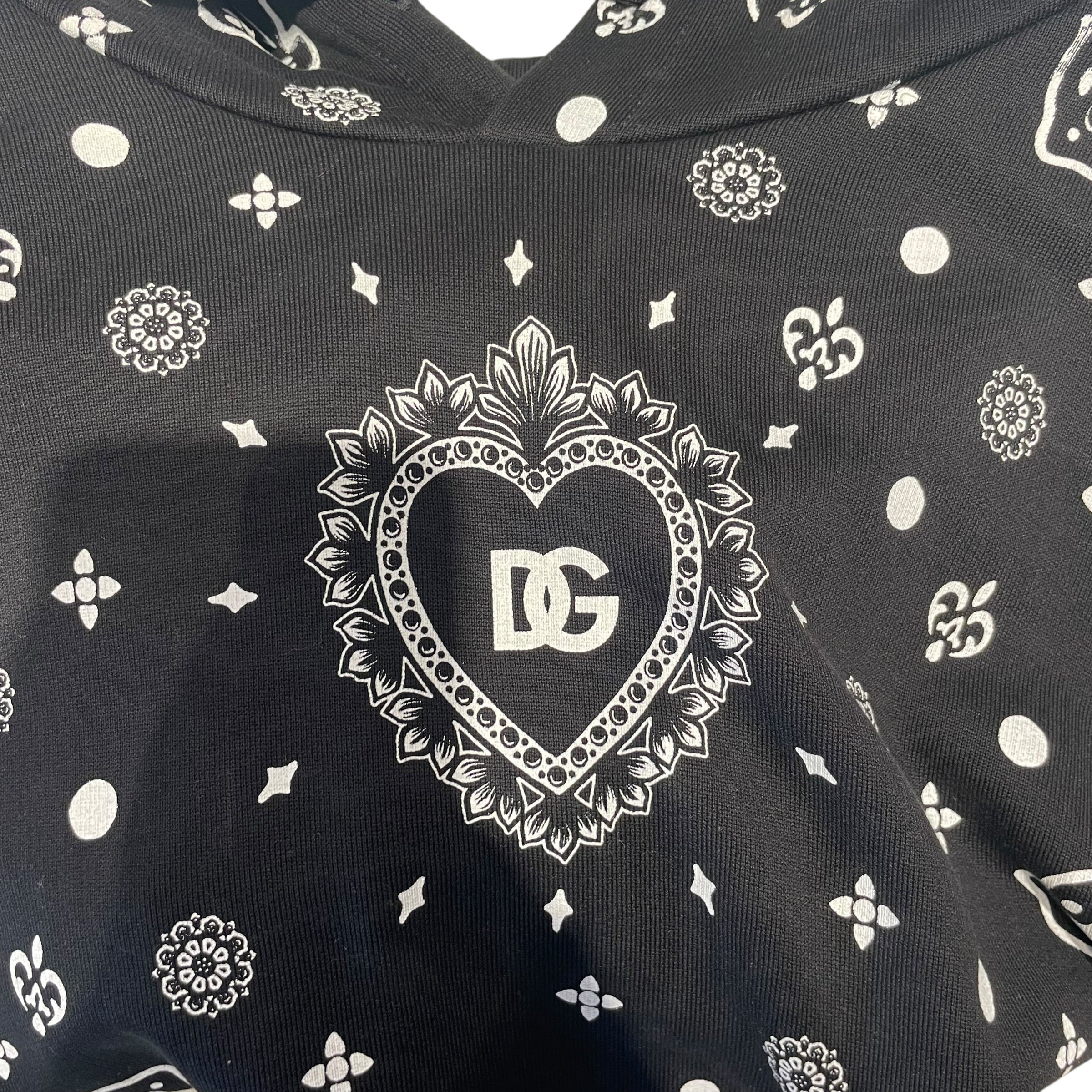 DOLCE&GABBANA/Hoodie/XS/Paisley/Cotton/BLK/heart logo bandana print view 3