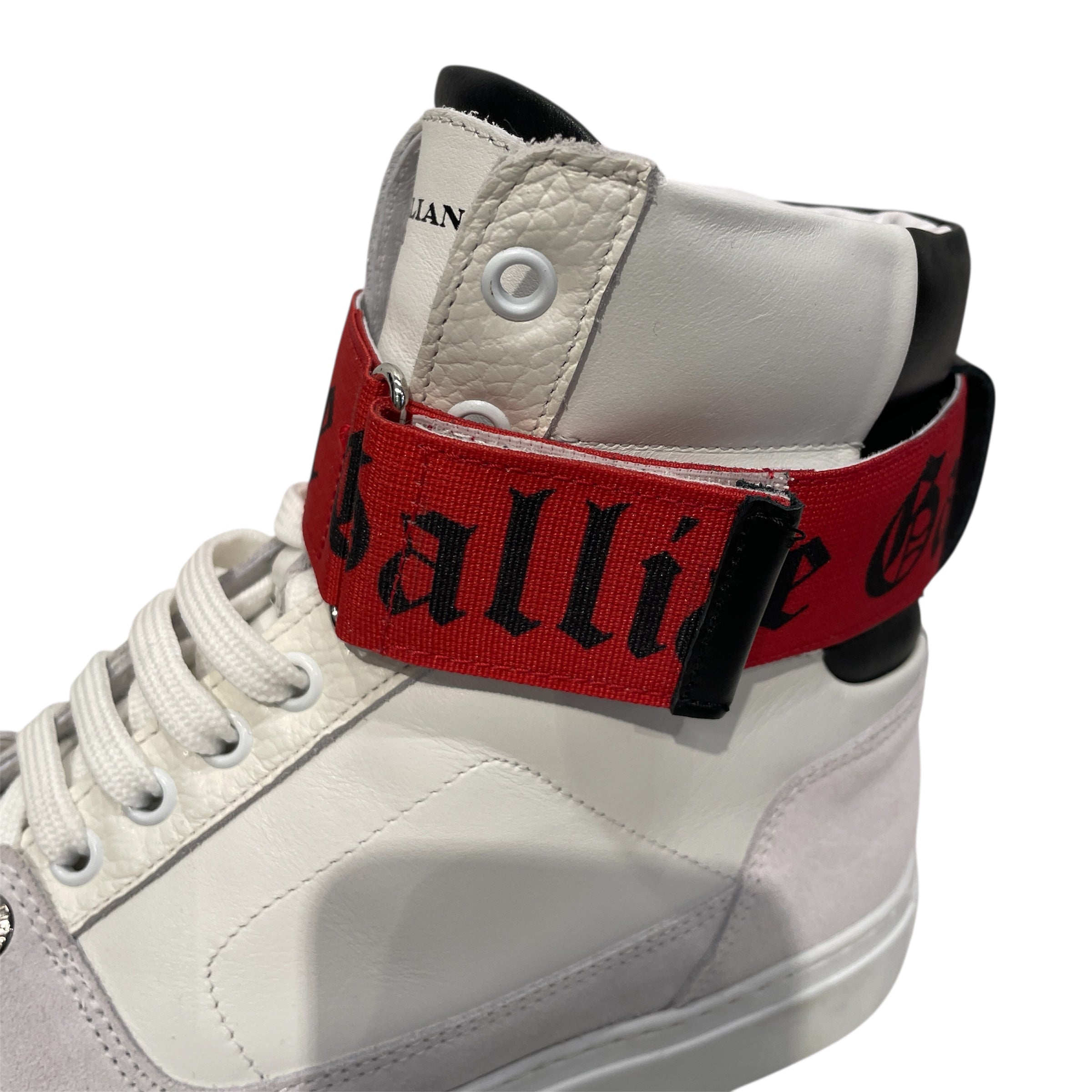 John Galliano/Hi-Sneakers/EU 40/Leather/WHT/RED VELCRO AROUND ANKLE view 4
