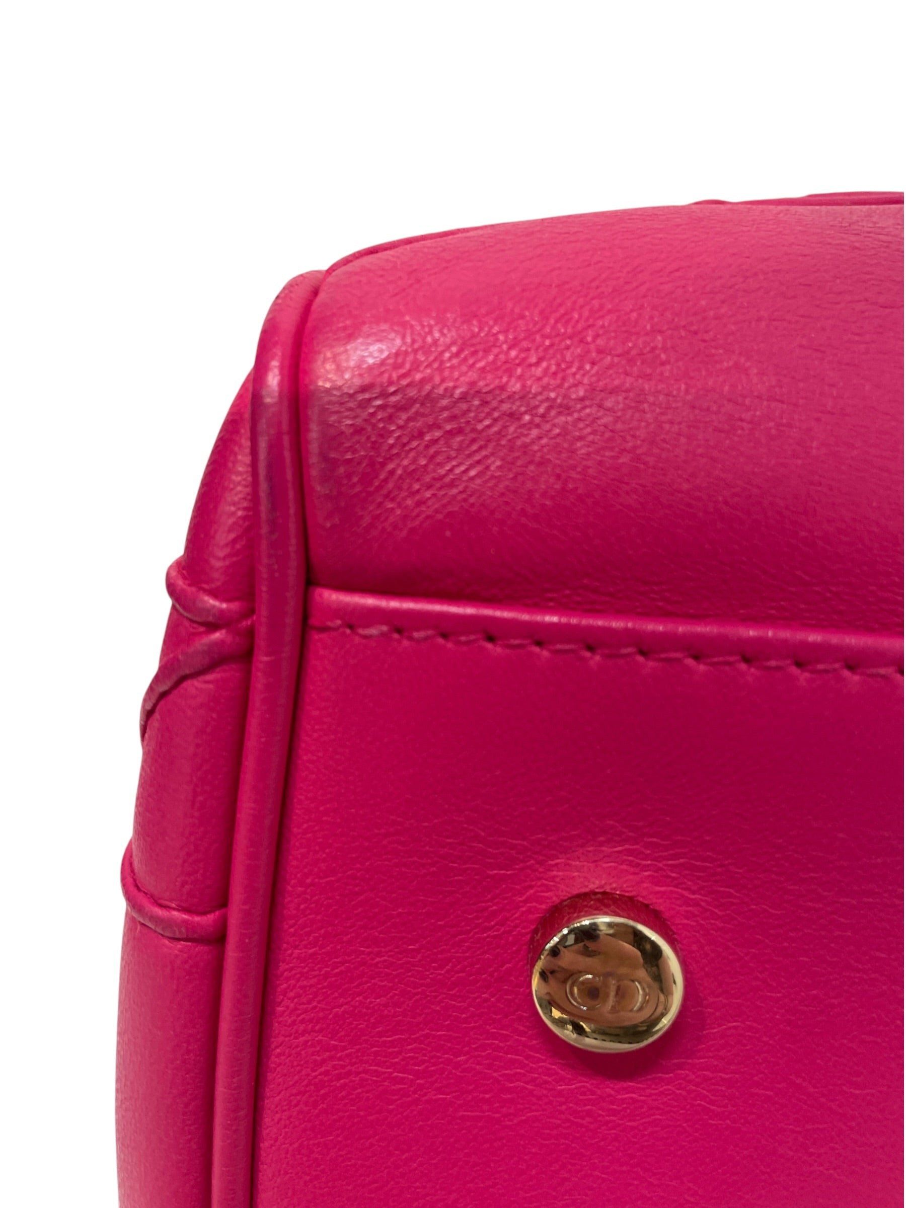 Christian Dior/Boston Bag/Leather/Pink/17-BO-0173 piping details view 8