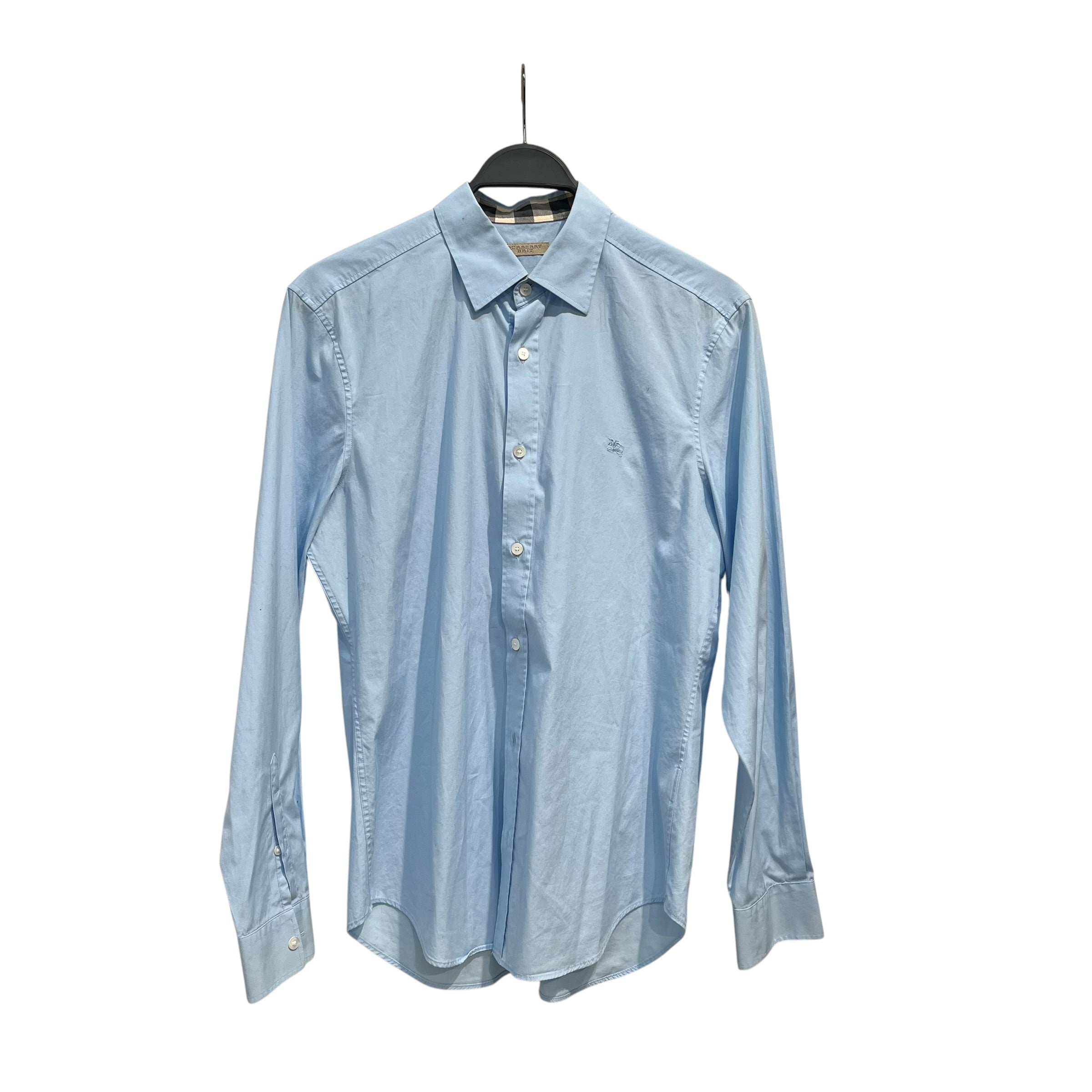 BURBERRY BRIT/LS Shirt/M/Cotton/BLU/LIGHT BLUE, CHEST LOGO view 1