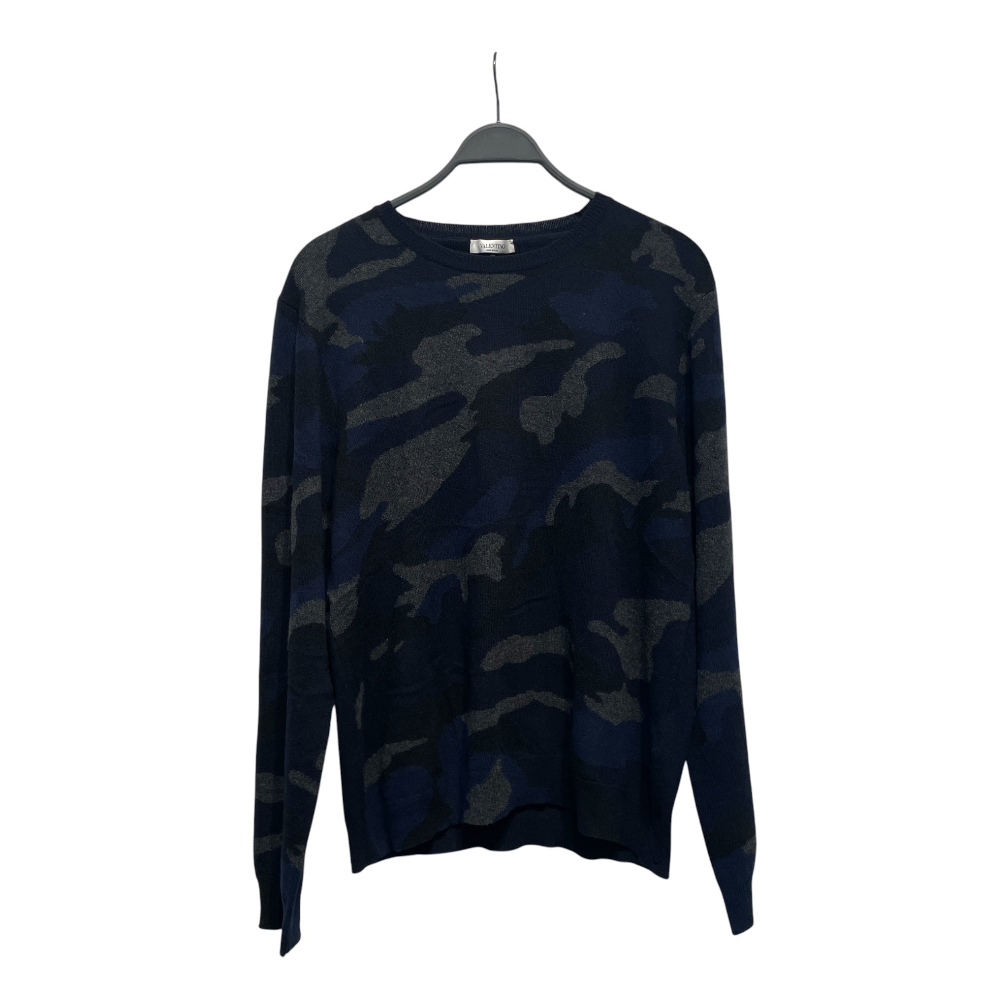 VALENTINO/Sweater/XL/Camouflage/Cashmere/NVY/camo navy view 1