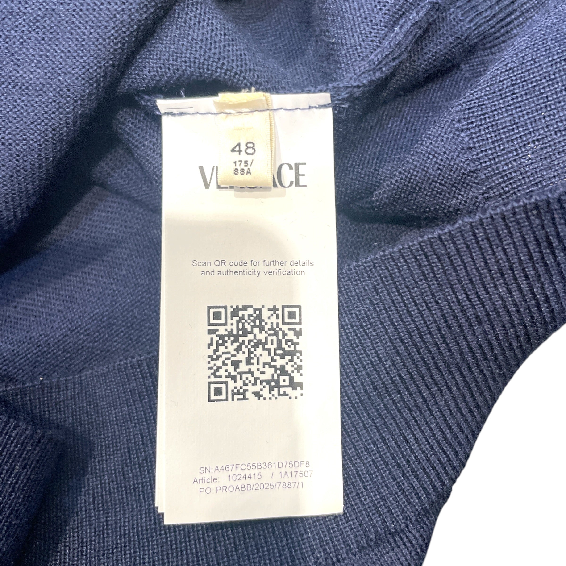VERSACE/Sweater/M/Cotton/NVY/Cotton Knit Logo Top view 4