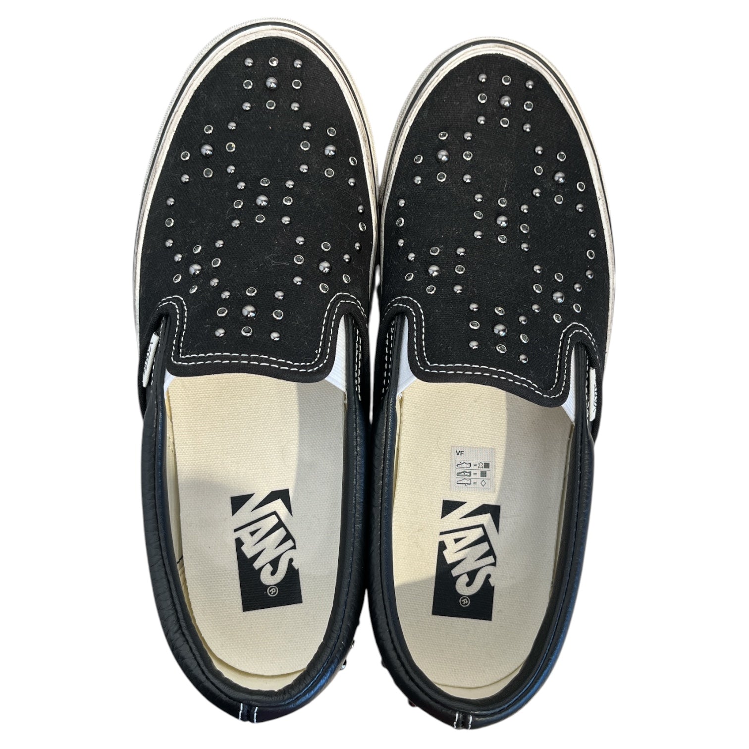 VANS/Low-Sneakers/US 8.5/BLK/black slip ons pearlized view 4