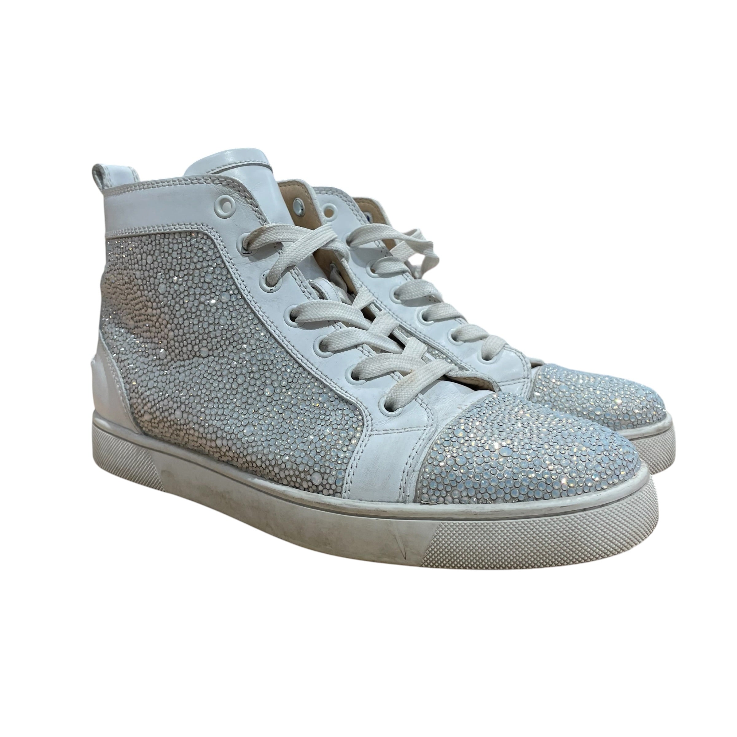 Christian Louboutin/Hi-Sneakers/EU 40/All Over Print/WHT/WHITE RHINESTONE view 1