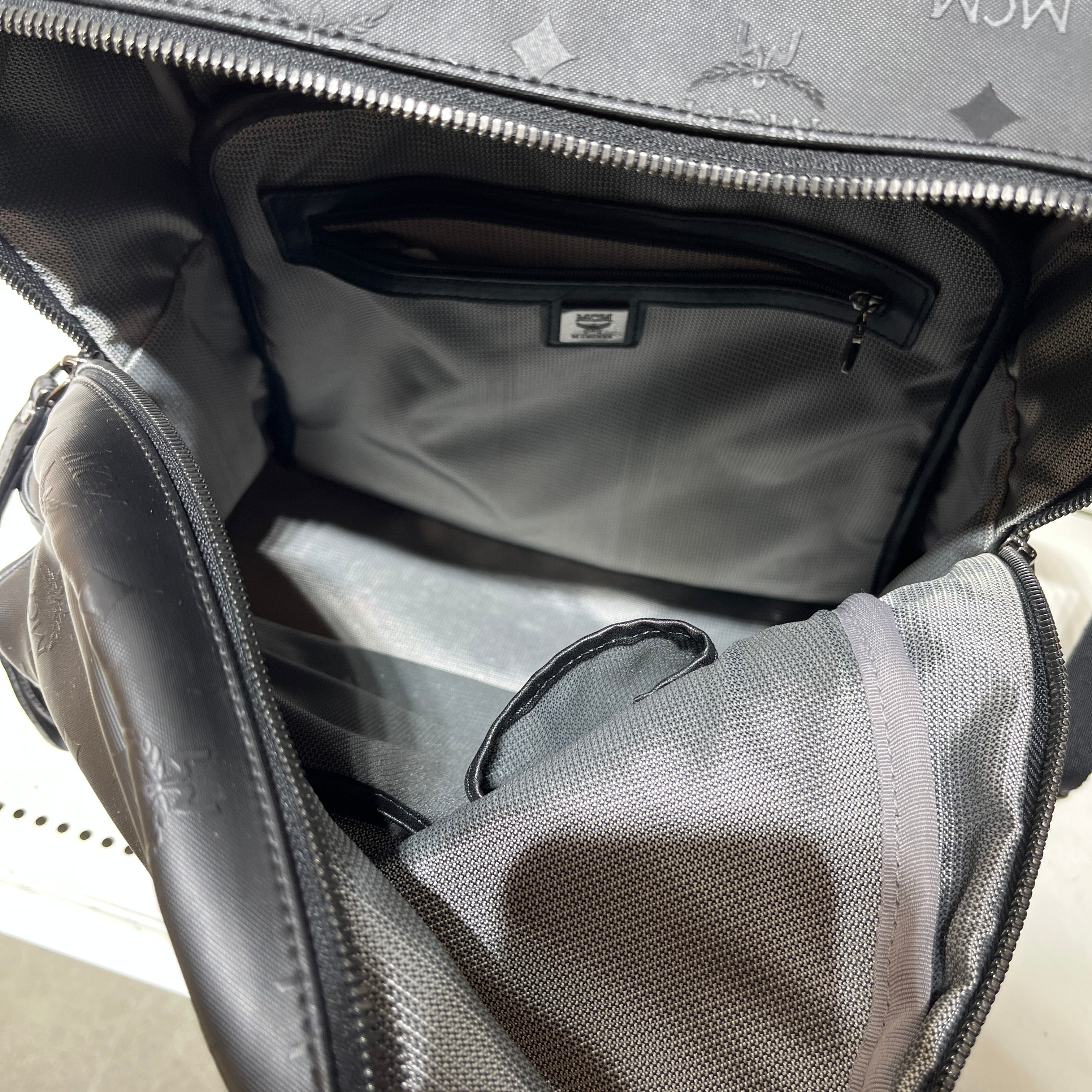 MCM/Backpack/Monogram/Nylon/BLK/stud details view 7