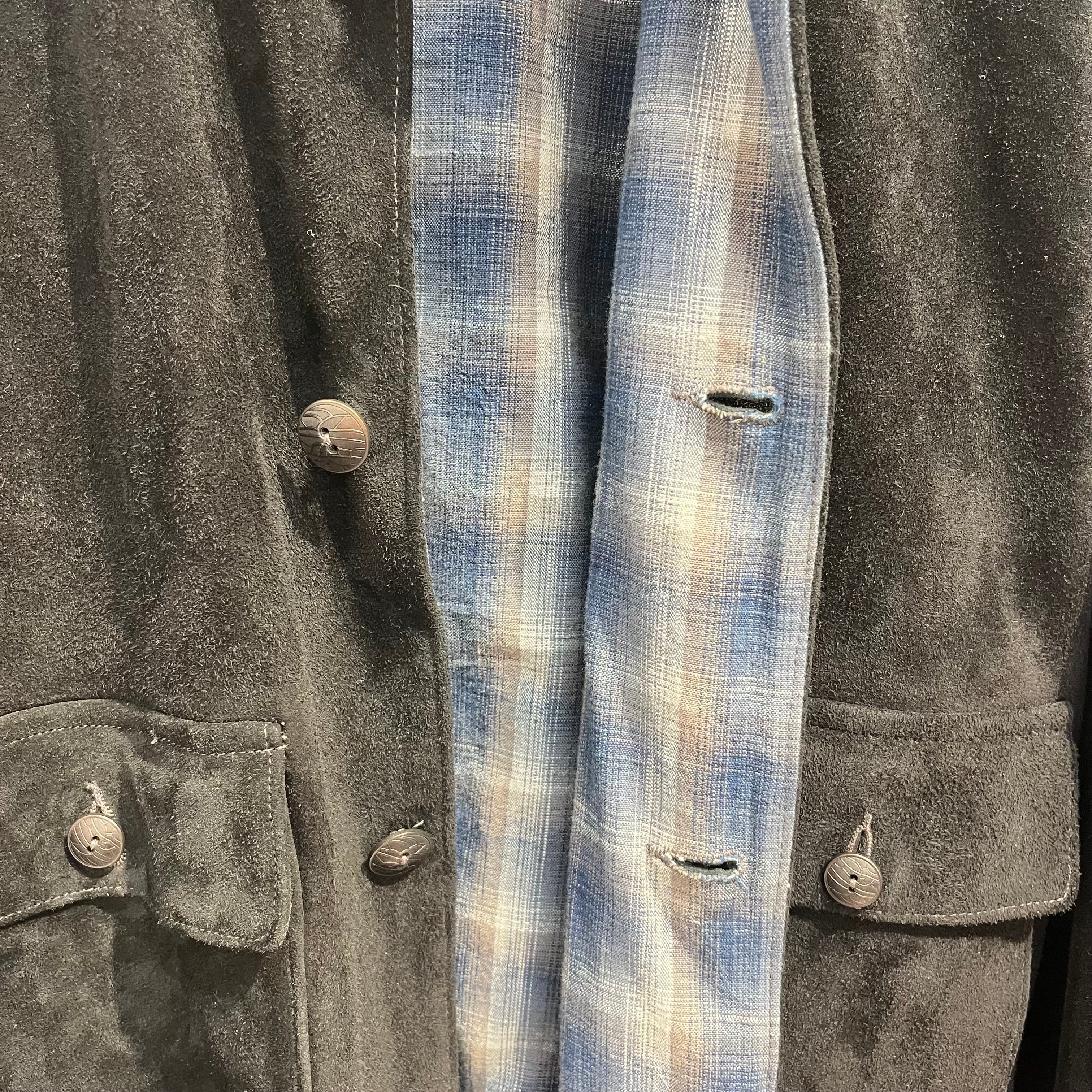 RRL/Flight Jkt/S/Leather/BLK/Plaid/BLUE PLAID DEERSKIN 2 POCKETS view 4