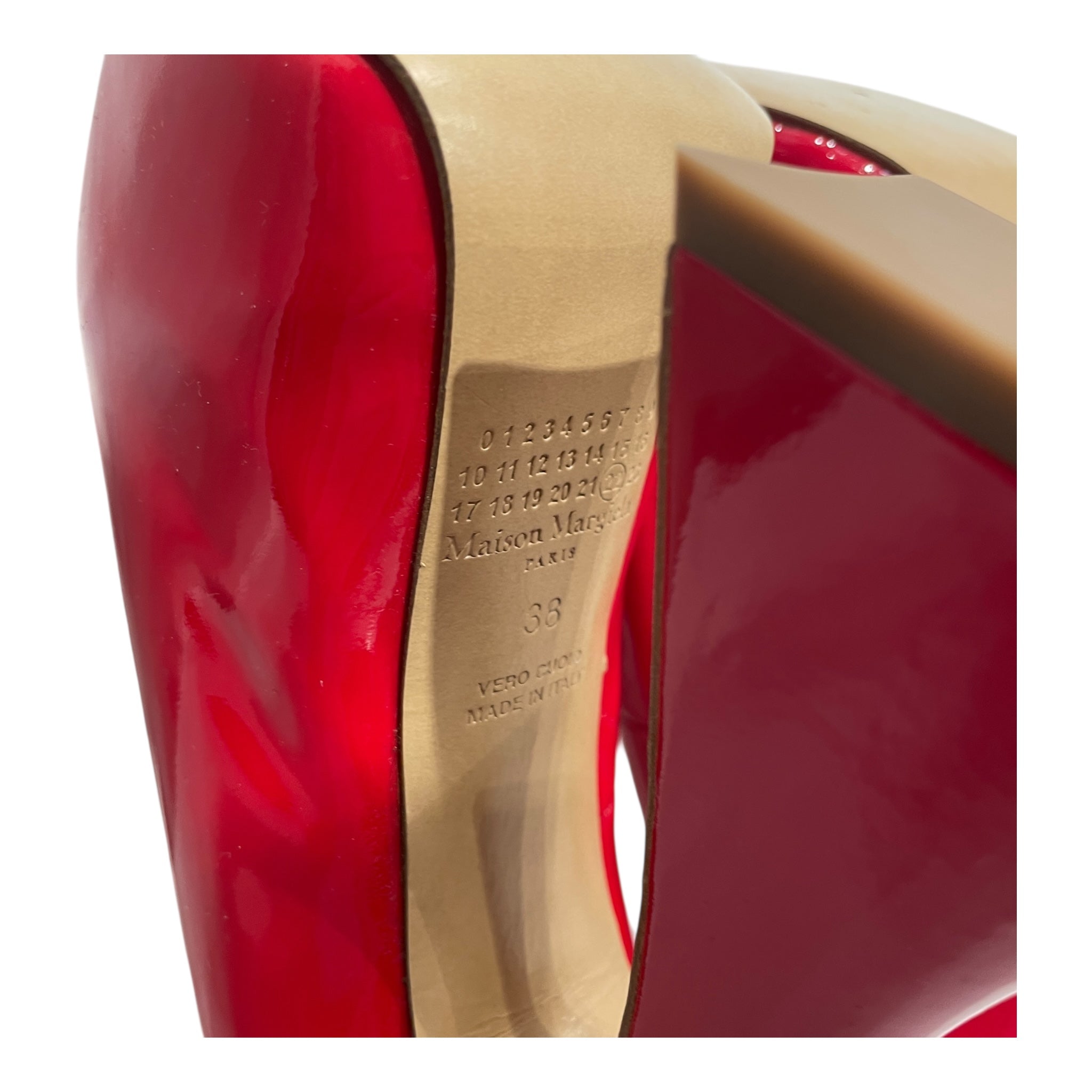 Maison Margiela/Heels/EU 38/Leather/RED/PATENT WIDE HEEL view 6