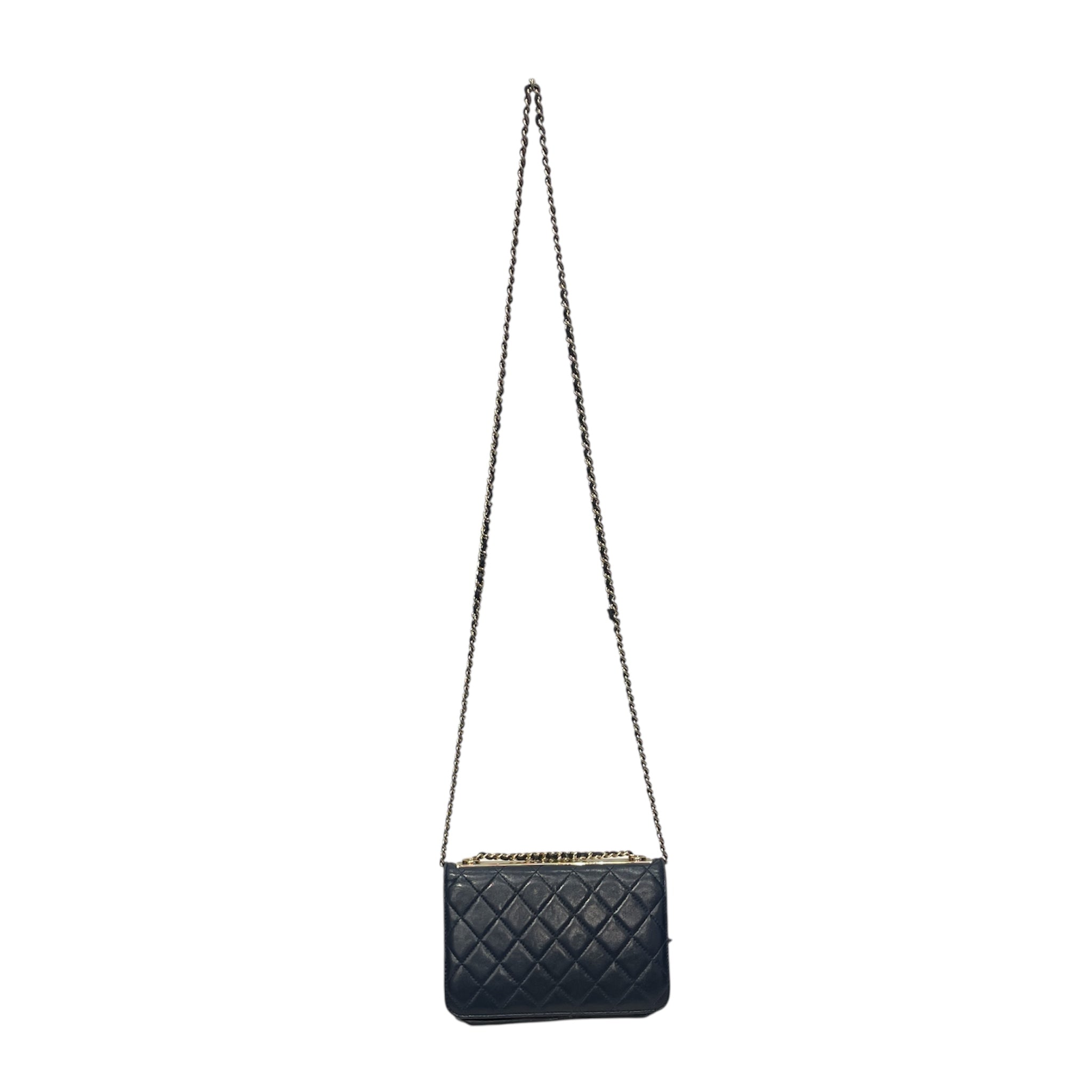 CHANEL/Cross Body Bag/Leather/NVY/22813125 WALLET ON CHAIN GLD view 2