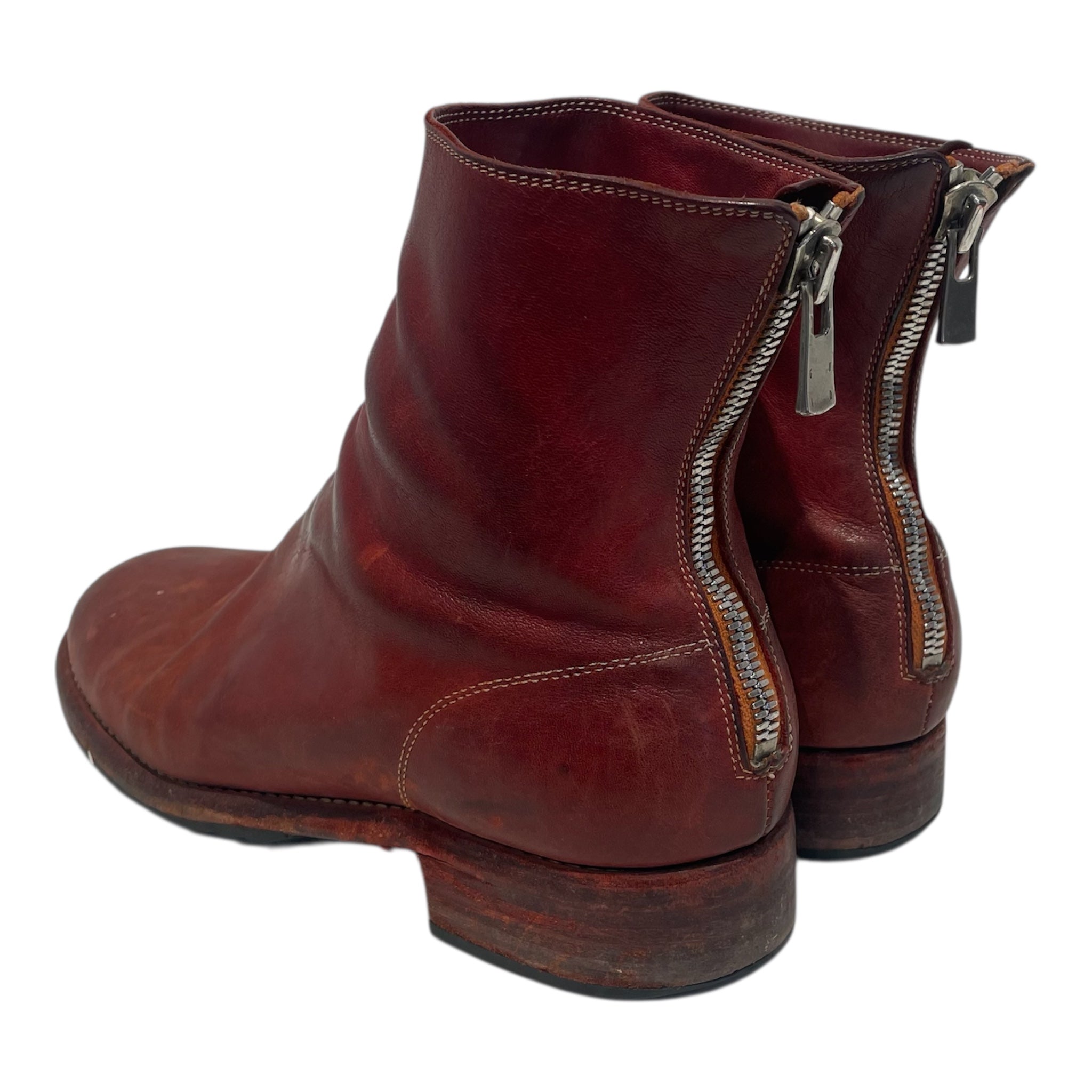GUIDI/Chelsea Boots/EU 43.5/Leather/RED/986 Back Zip boots view 2
