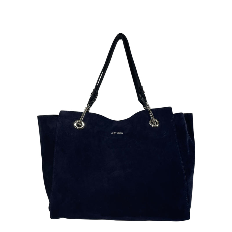 JIMMY CHOO/Hand Bag/Suede/NVY/FLO TOTE