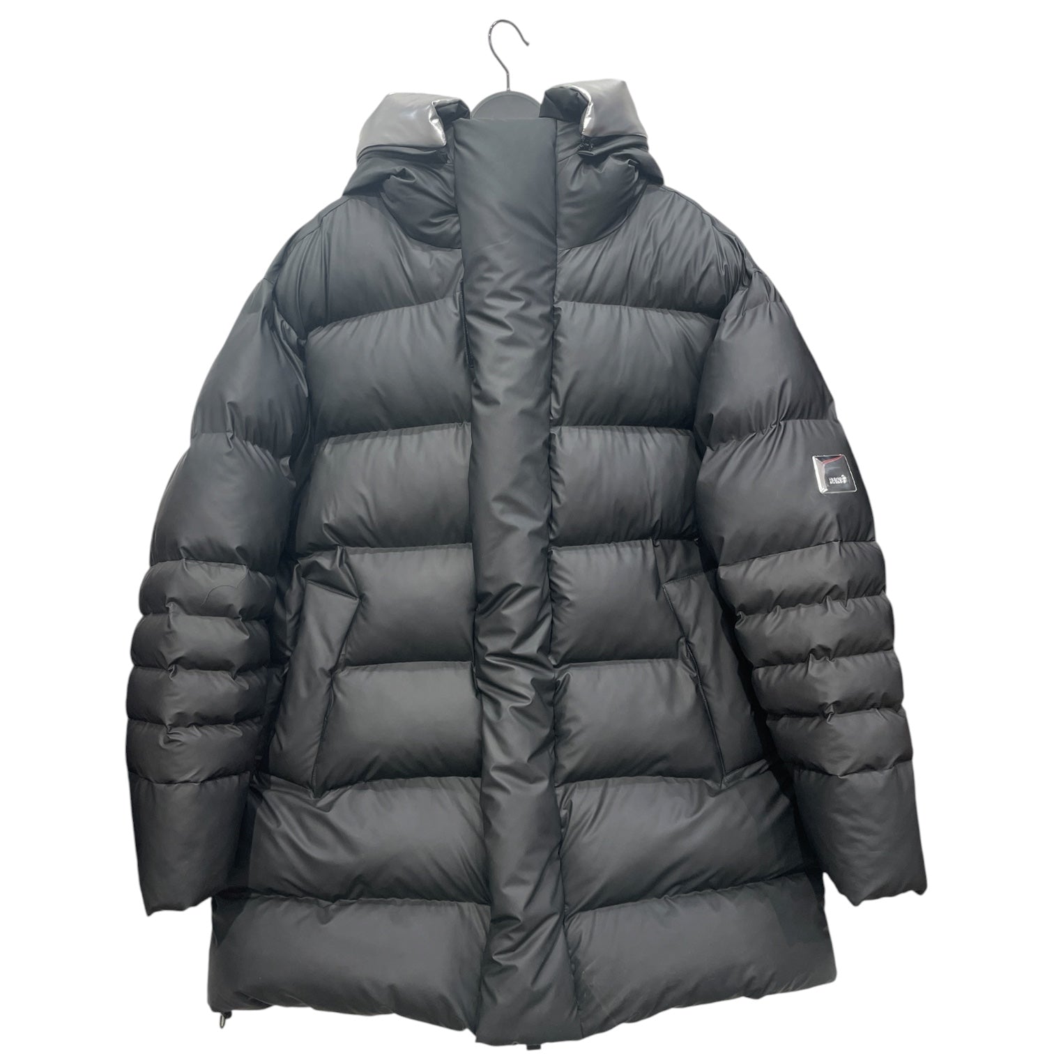 RAINS/Puffer Jkt/M/Nylon/BLK/SILVER TRIM HOOD view 1