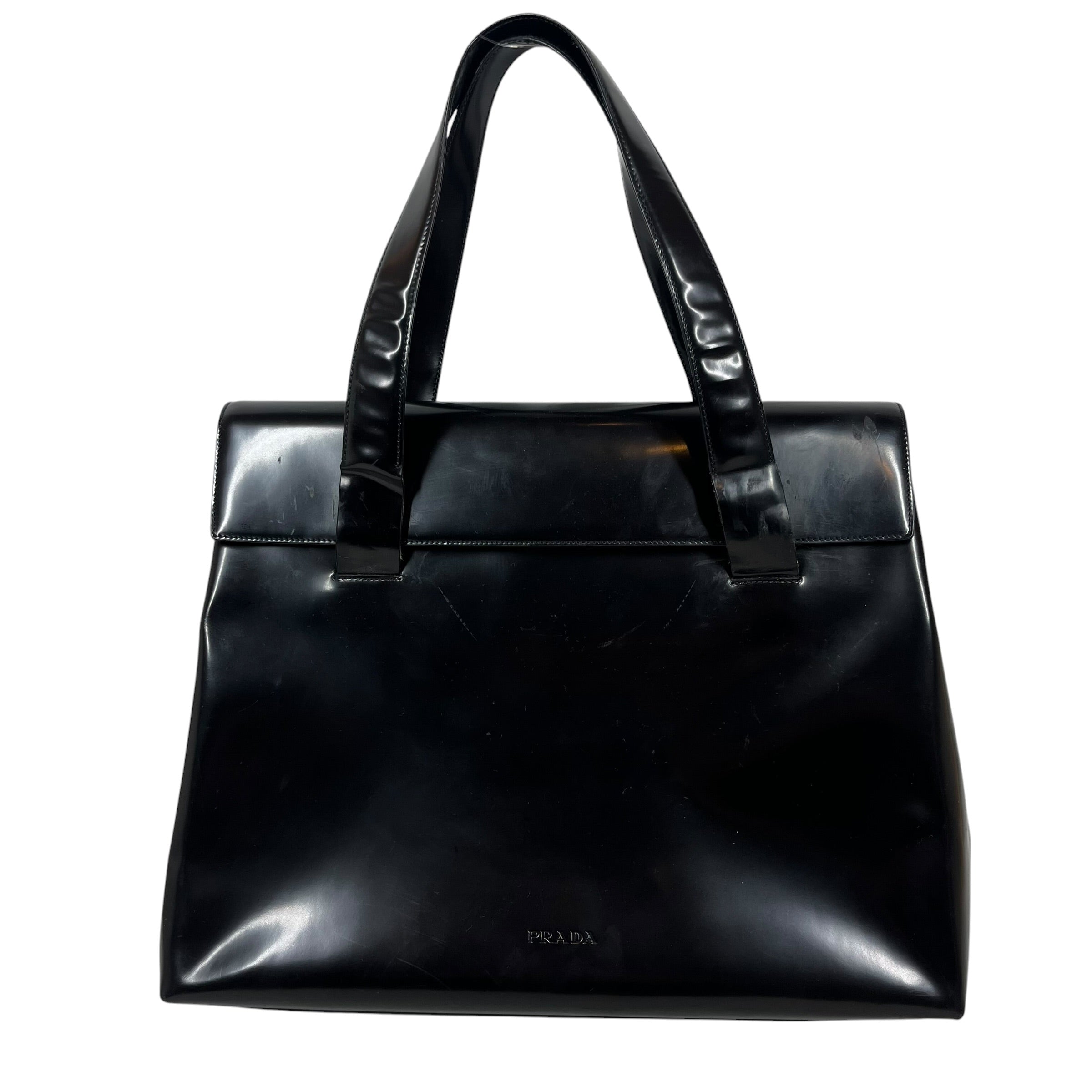 PRADA/Tote Bag/Leather/BLK/PATENT LEATHER TOTE view 1