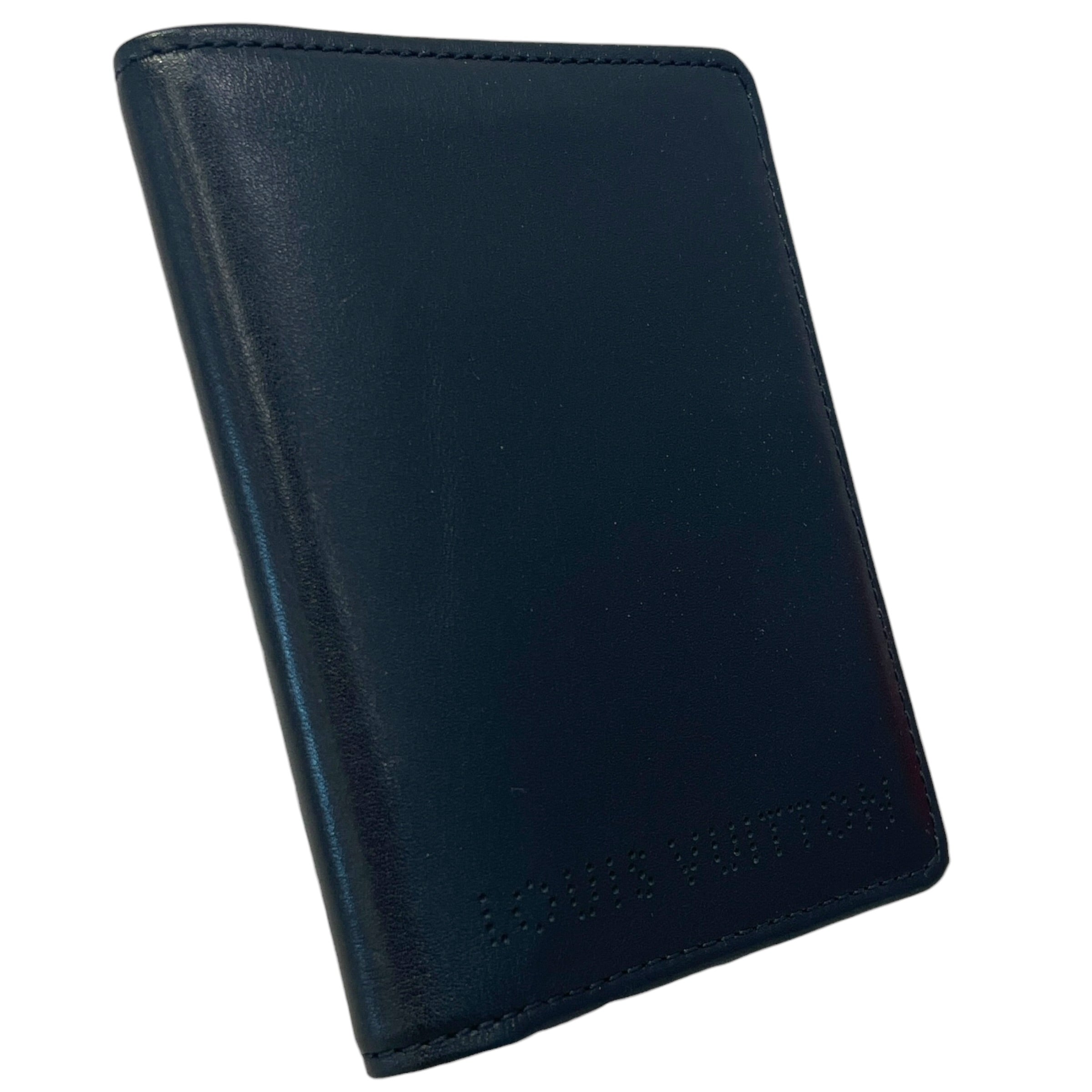 LOUIS VUITTON/Trifold Wallet/Leather/BLK/M's/perforated logo view 1