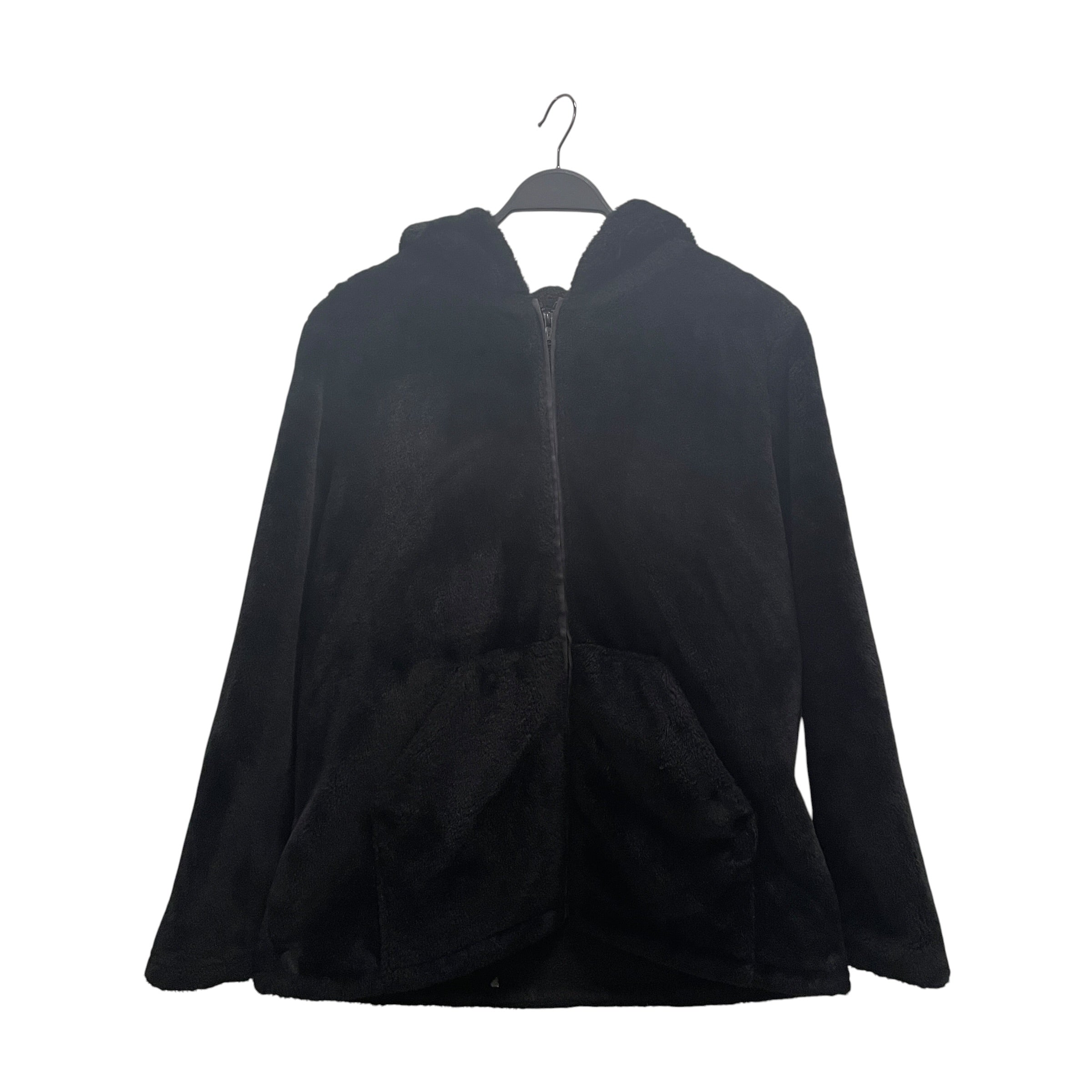 HYSTERIC GLAMOUR/Zip Up Hoodie/Fake Fur/BLK/GRAPHIC ON BACK view 1