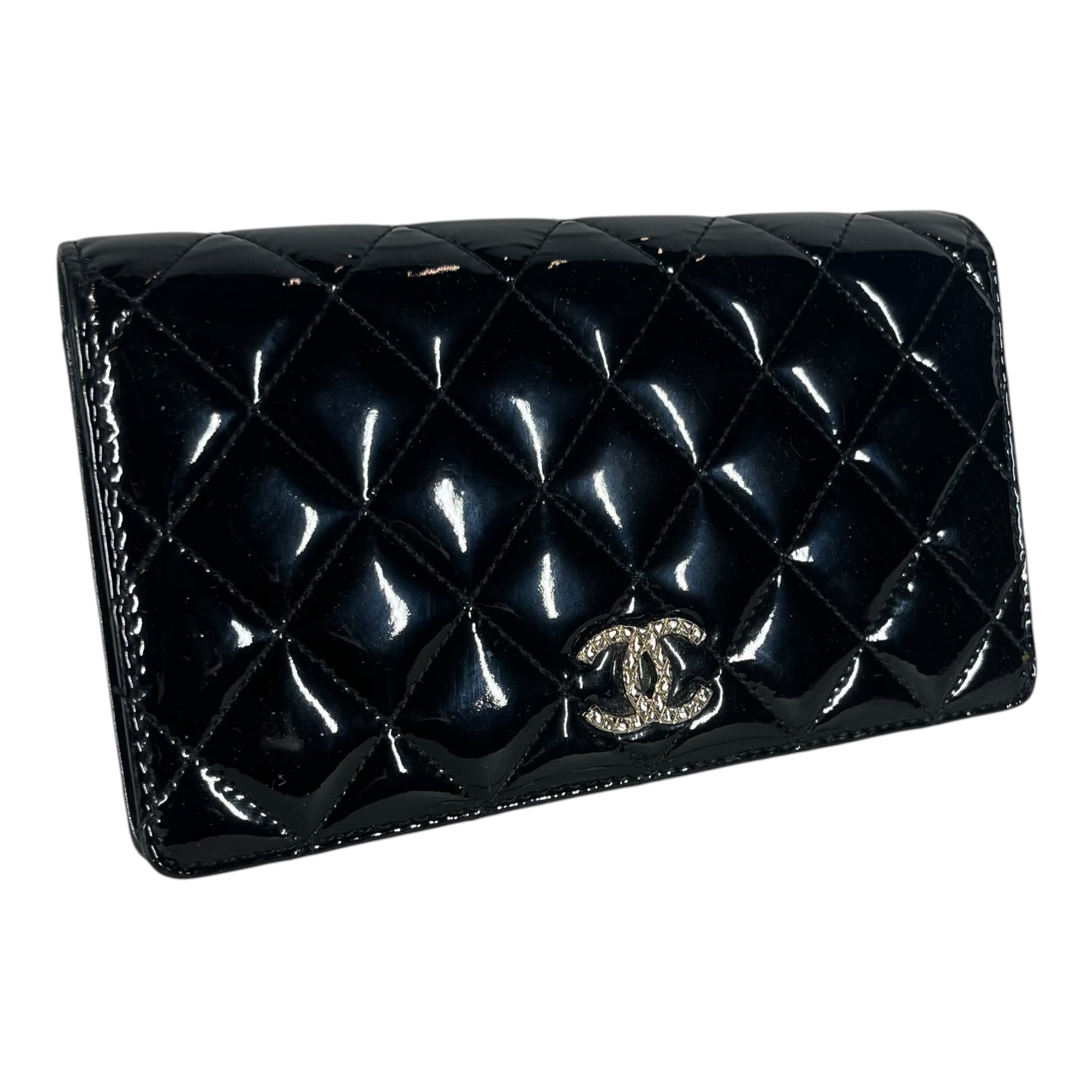 CHANEL/Long Wallet/Leather/BLK/L's/QUILTED PATENT LEATHER WALLET view 1