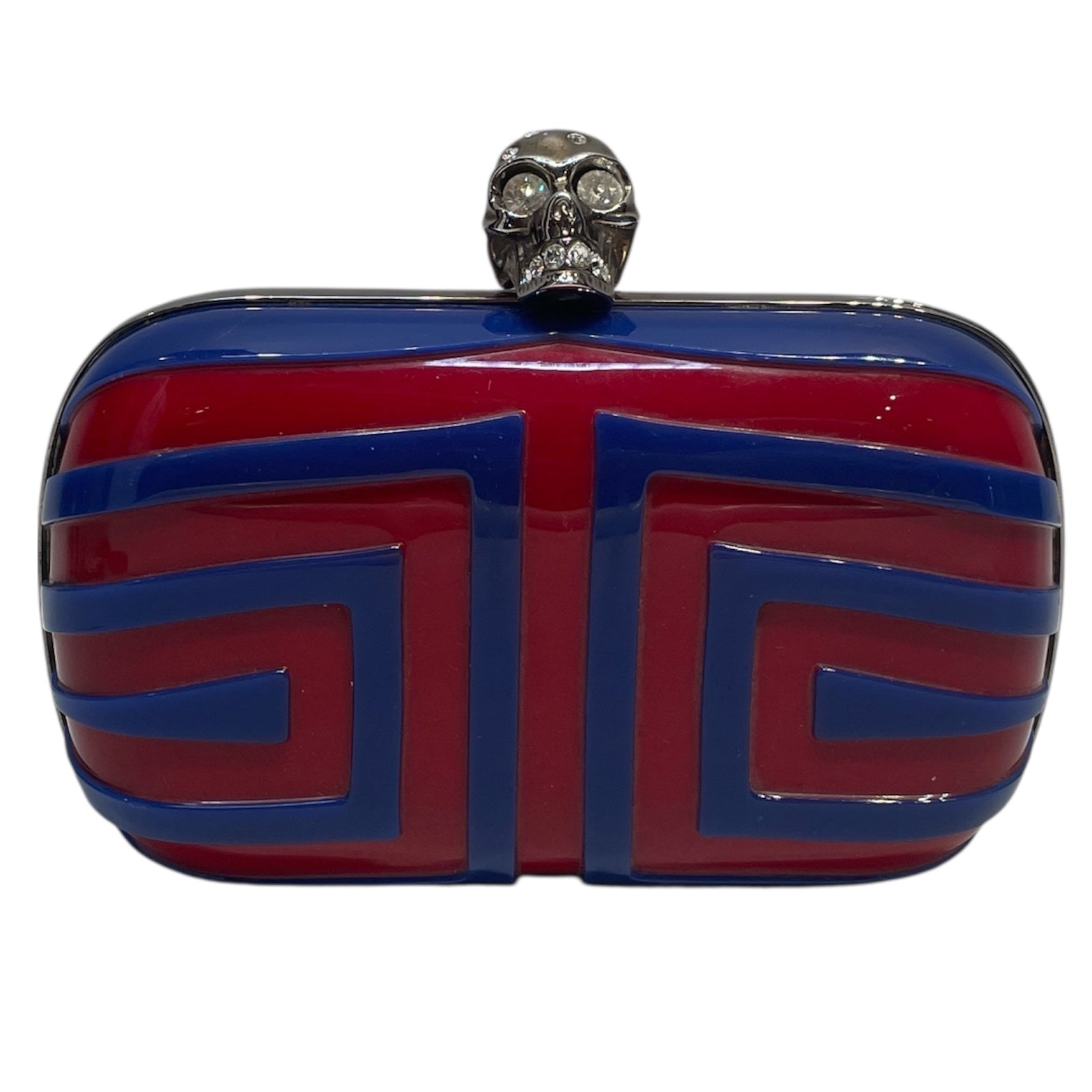 Alexander McQueen/Clutch Bag/All Over Print/MLT/blue & red skull clutch view 1