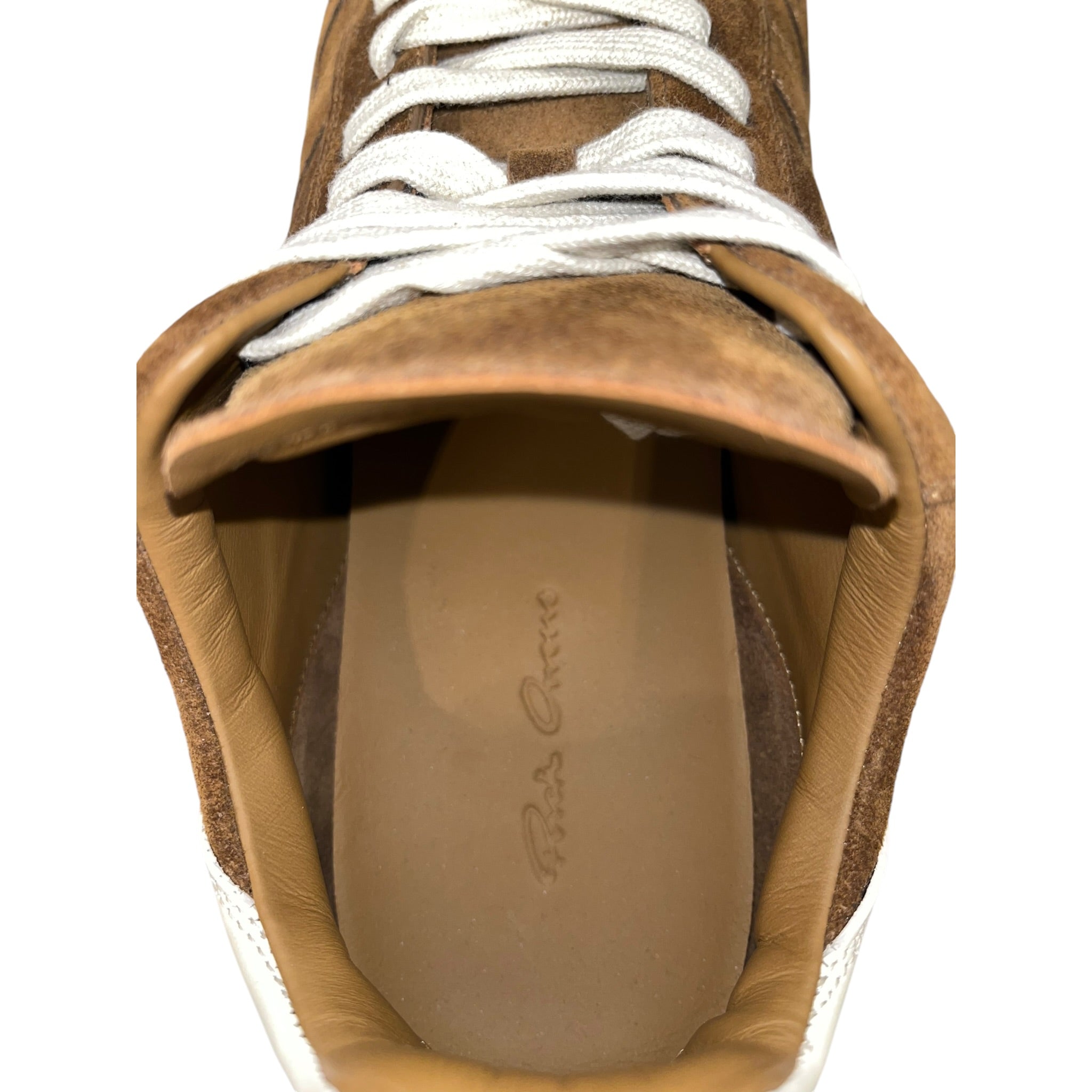 Rick Owens/Low-Sneakers/EU 41/Suede/CML/minimal sneaker white trim view 8